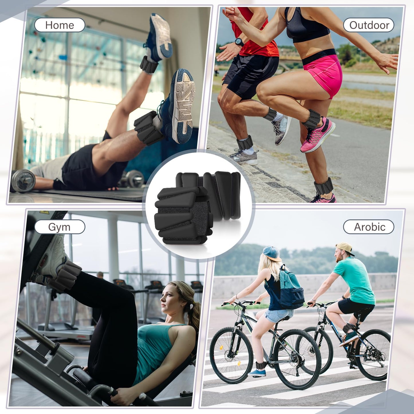 Vinsot Wrist Ankle Weights Set of 2, 4 Lbs, Adjustable Silicone Workout Weights for Women and Men, Wearable Leg Arm Weighted Bracelet for Home Workout Gym Yoga Pilates Swimming Cardio(Black)