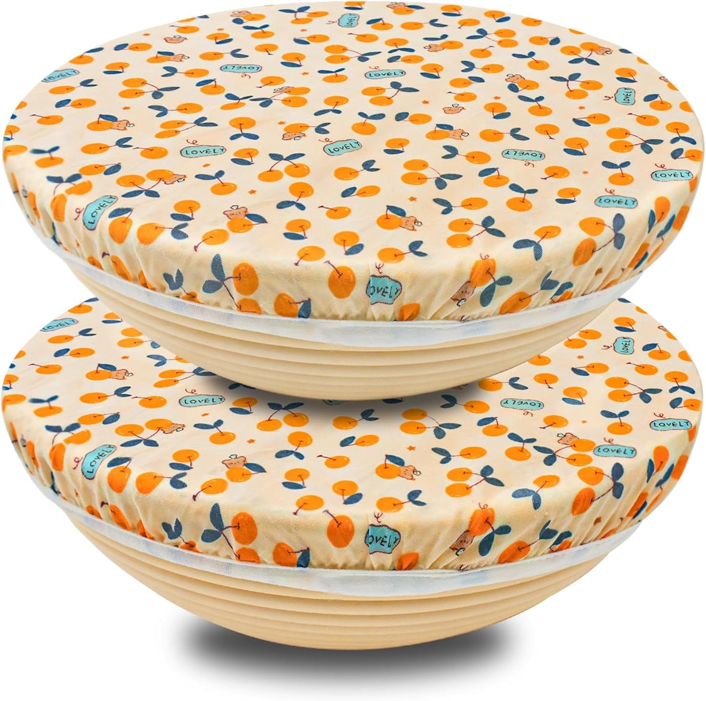 OHIYO Reusable Beeswax Bowl Covers - 2 Large Elastic Cotton Cloth Caps for Bread Proofing & Mixing (12 Inch)