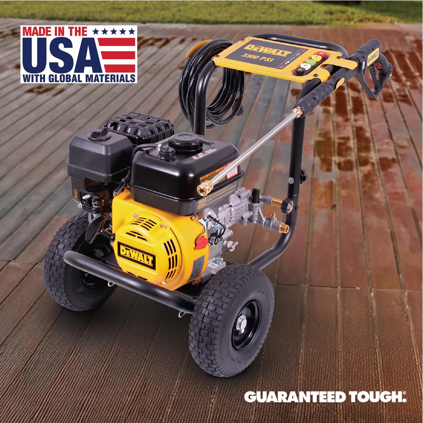 DeWalt 3300 PSI Gas Pressure Washer, 5 Nozzles, Spray Gun, Wand, 25-ft. Hose, DXPW3300-S, 49-State