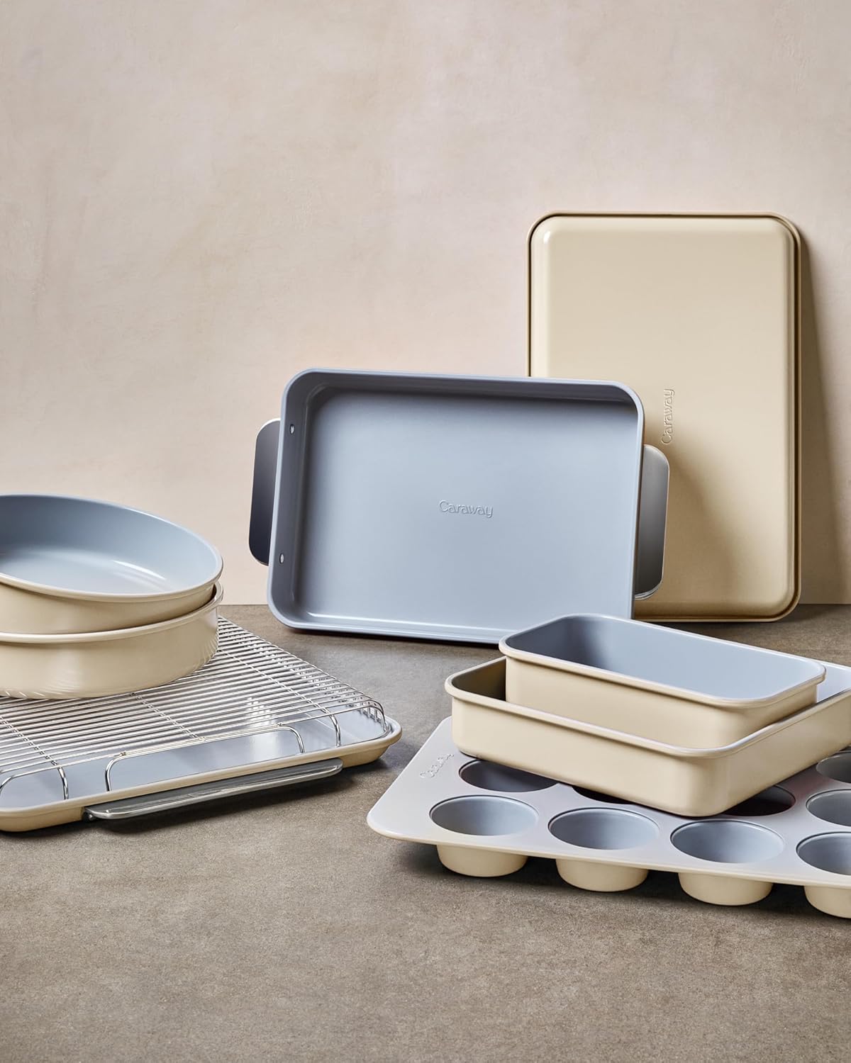 Caraway Non-Stick Ceramic Rectangle Pan Duo | 9”x13” | Naturally Slick & Non-Toxic - Perfect for Brownies & Lasagnas - Sage