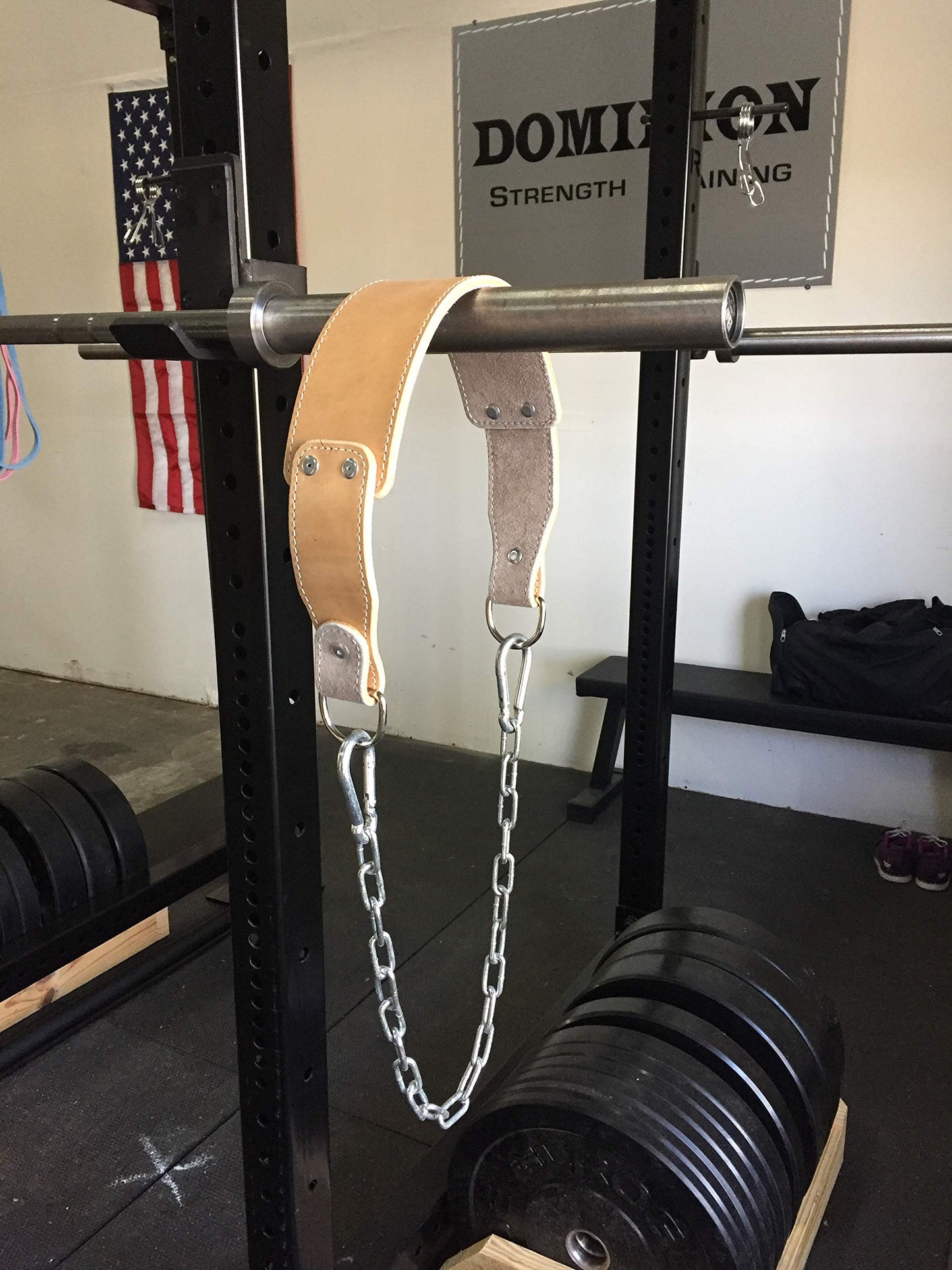 Dominion Strength Training Gray Suede Heavy-Duty Leather Dip Belt with Steel Chain - Ultimate Accessory for Weighted Pullups, Dips, and Progressive Overload (Gray Suede)