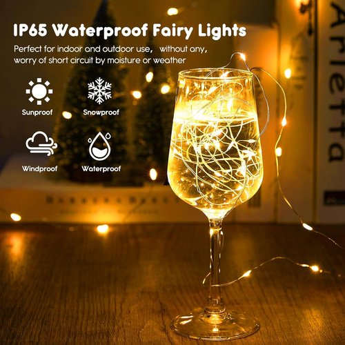 Minetom 12 Pack Fairy Lights - Battery Operated 20 LED Waterproof Silver Wire for DIY Crafts & Wedding Décor