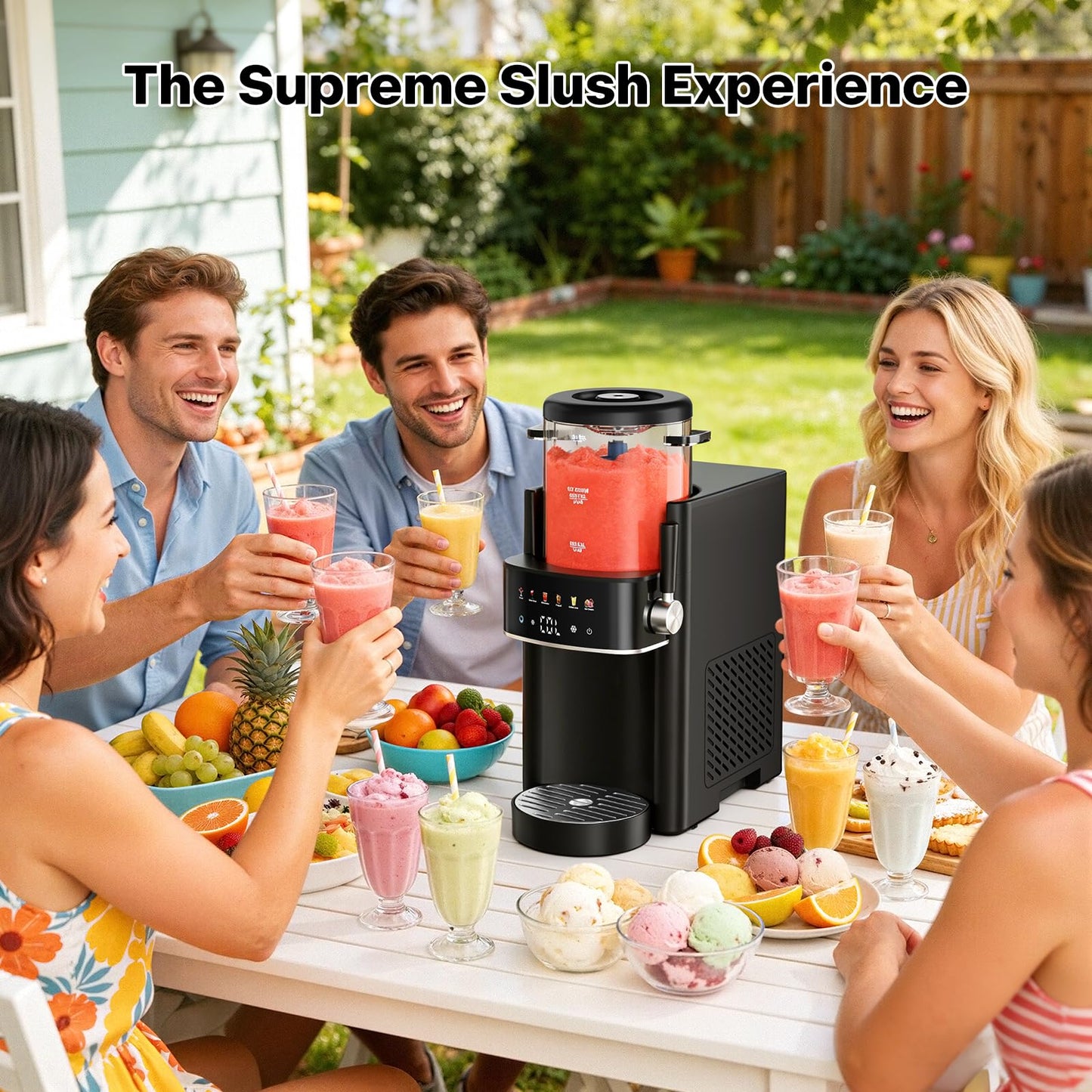 Ranvaira Slushie Machine, Ice Cream Maker, Slushy Machine for Home and Families, No ice needed with Rapid Chill & Temperature Control, Multi-function for Margarita, Frappé, Easy to Clean, Black