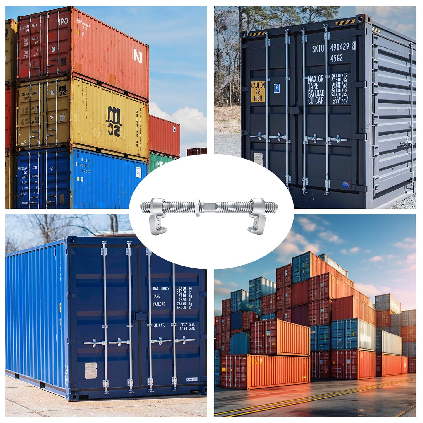 LAJIAOZ SEA RAIL Shipping Container Bridge Fittings Clamp 260mm–Heavy Duty Twist Lock Connector, Shipping Container Accessories for Securing Containers Side-by-Side on Barge or Ground, 3.7 Ton WLL(4P)