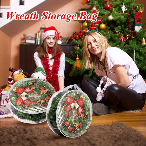 6 Pack Wreath Storage Container - 30" Wreath Storage Bag with Sturdy Handles for Comforters & Bedding
