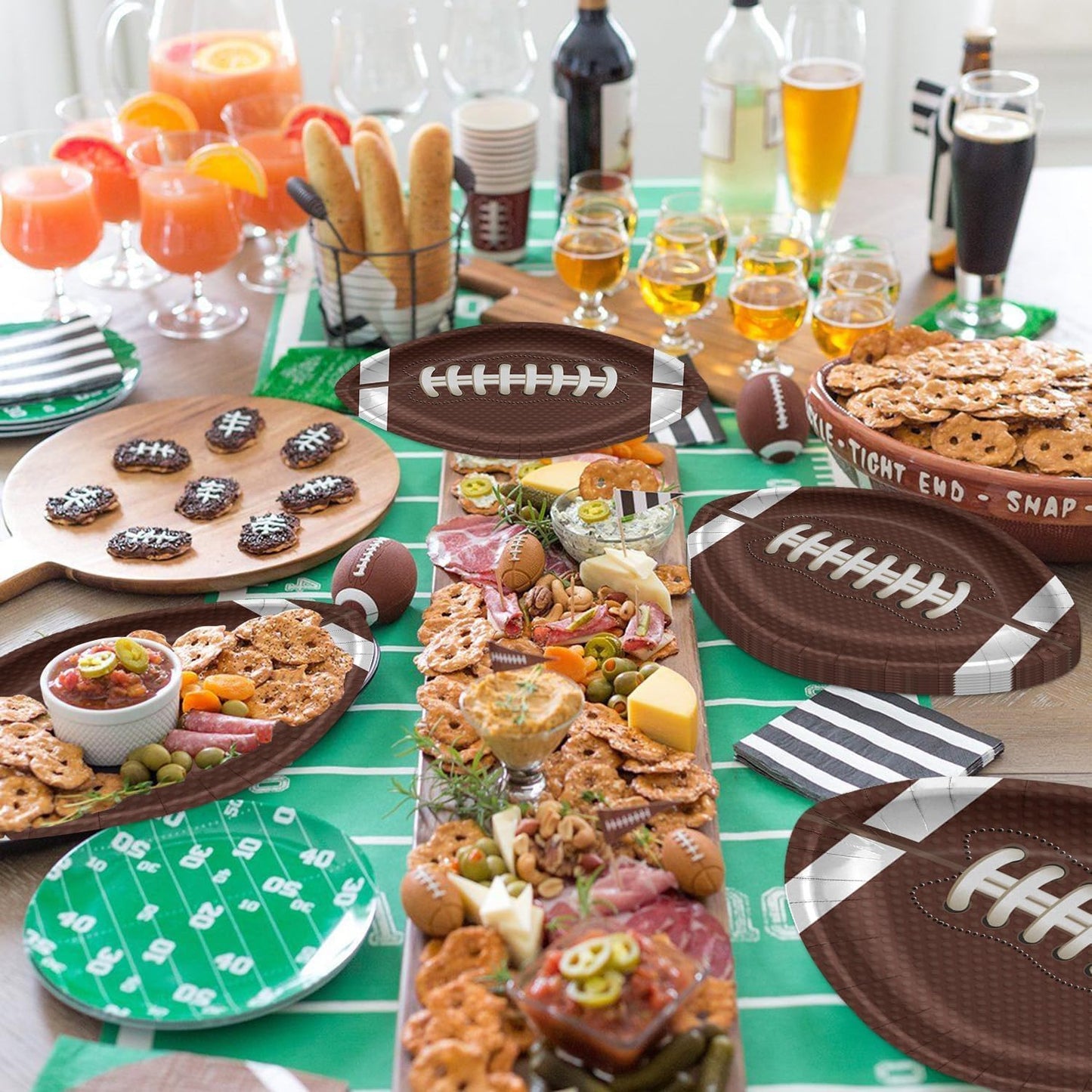 PIXHOTUL 40 Pcs Football Shaped Plates, Football Party Decorations Football Party Plates Football Disposable Paper Plates for Kids Men Football Birthday Party Tailgate Party Football Game Day (40)