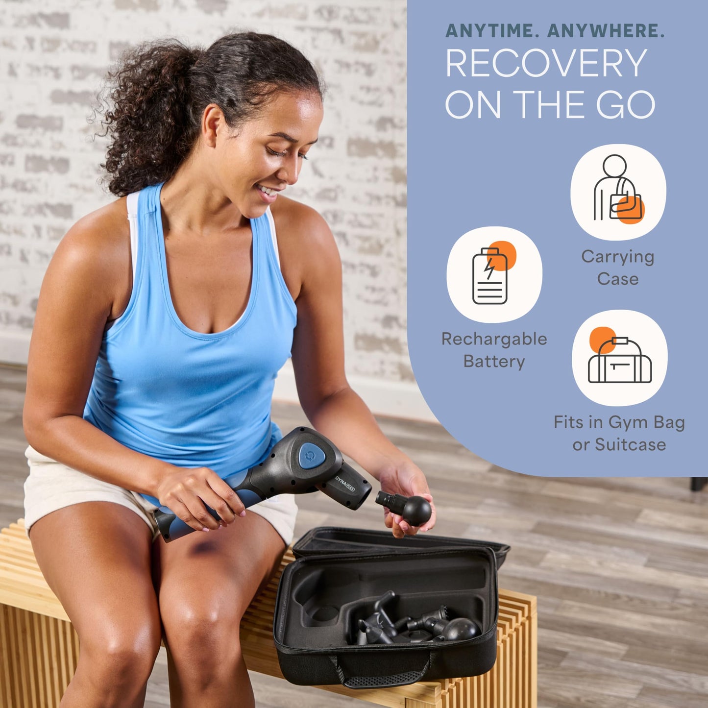 LifePro Dynaflex Percussion Massage Gun Eligible– Deep Tissue Handheld Massager for Athletes – Muscle Recovery Tool for Men & Women – Quiet, Portable with Attachment Heads & Travel Case