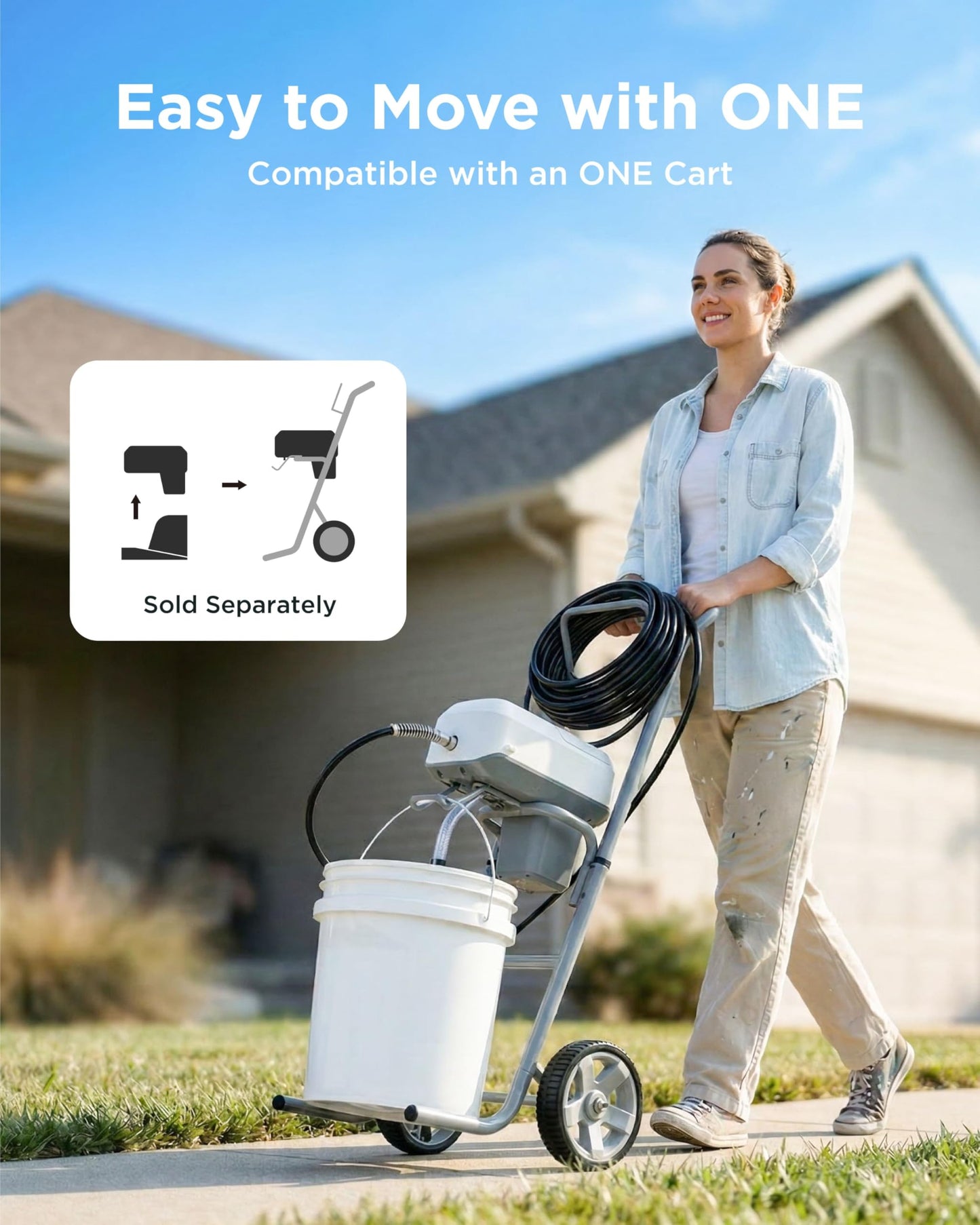 InoKraft ONE Airless Paint Sprayer, One-Button Easy Control, Pro Finish with Minimal Overspray, Thinning-Free & High Efficiency for DIY Home Interior, Exterior, Fences & Decks, All in One Kit
