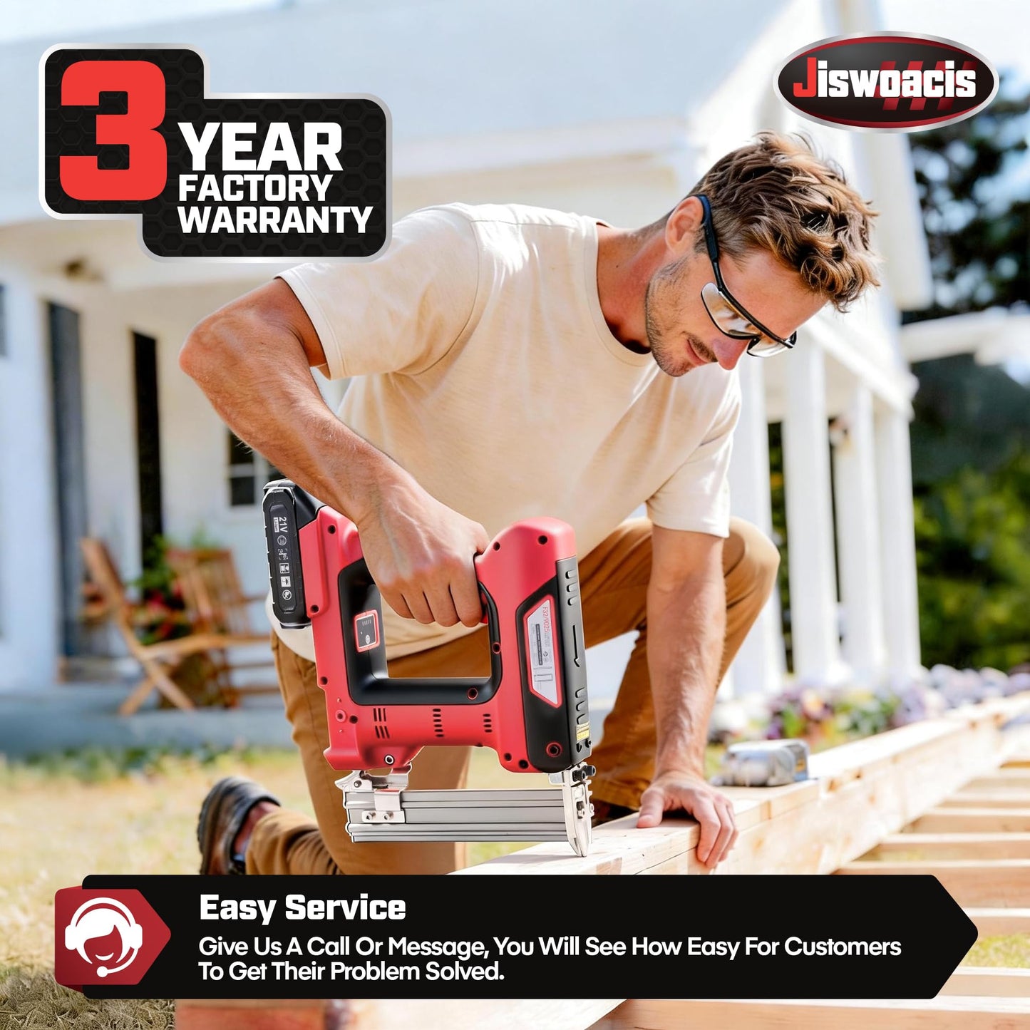 Electric Staple Gun 18 Gauge 2 in 1 Cordless Brad Nailer Stapler, Nail Gun with 2000mAh Lithium Battery, Electric Nailer for Woodworking Upholstery Furniture DIY Home Repair