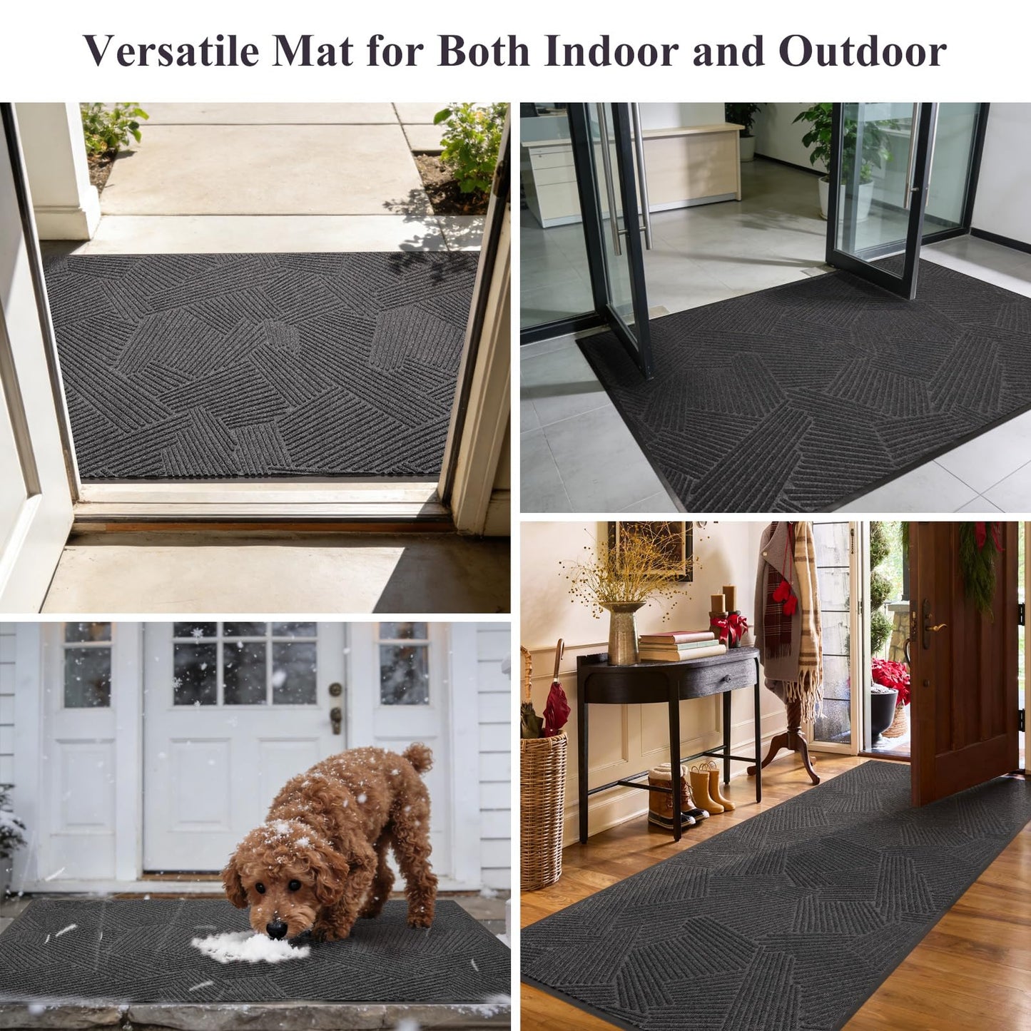 BelleCosy Heavy Duty Door Mat Indoor Outdoor, 5′ x 7′ Low Profile Non Slip Commercial Floor Mat for High Traffic, Grid-Pattern Waterproof All-Weather Industrial Entryway Rug for Garage, Patio