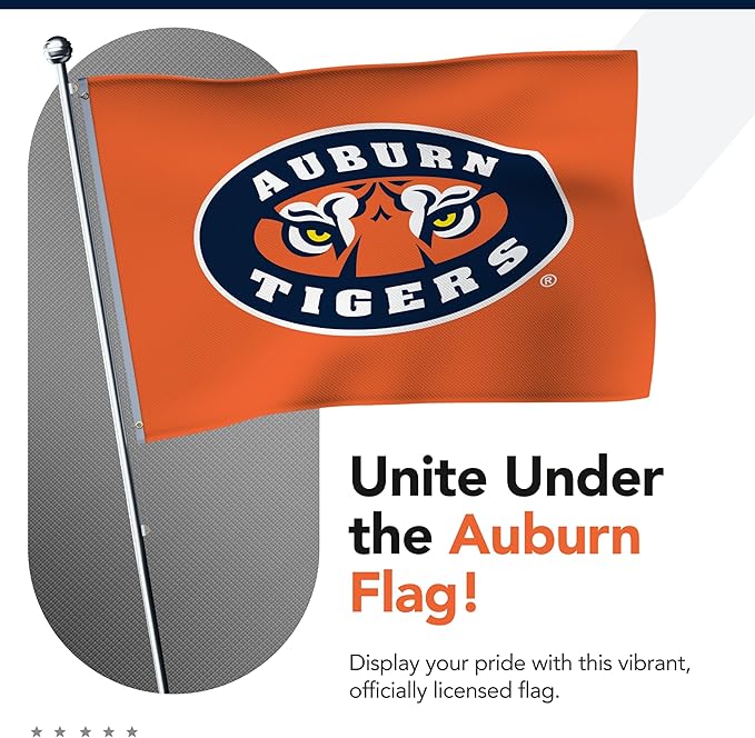 Auburn Tigers College Sports Printed Flag - NCAA Licensed - Nylon - School Banner (Orange) (3' x 5')