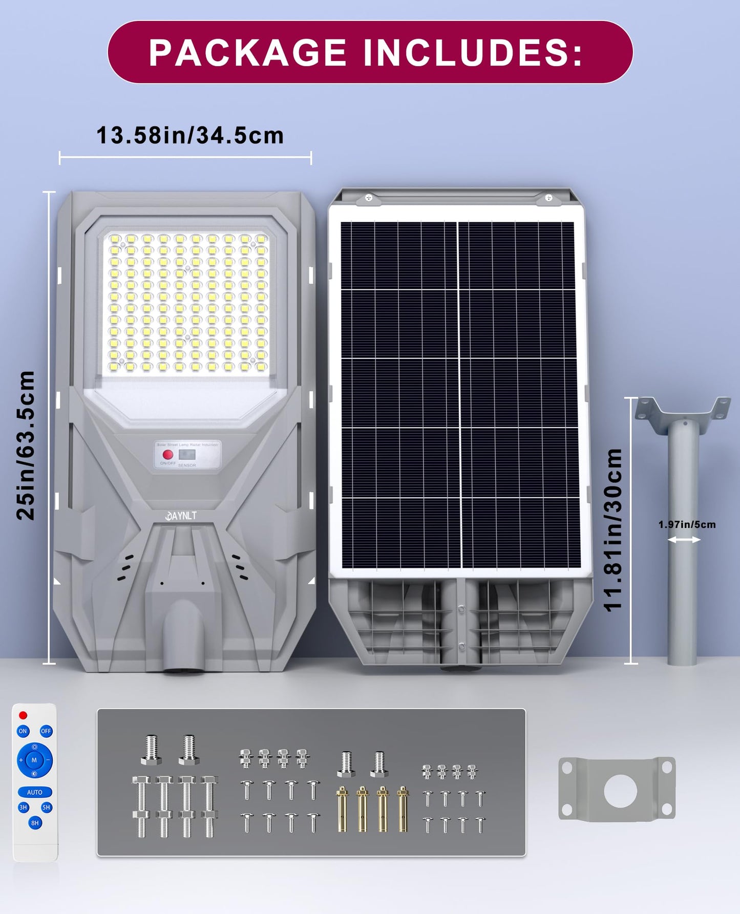 JAYNLT X-8500W Solar Street Lights,6500K Commercial Parking Lot Light Dusk to Dawn Dusk to Dawn,IP68 Waterproof Flood Security Street Lights Motion Sensor for Yard,Street