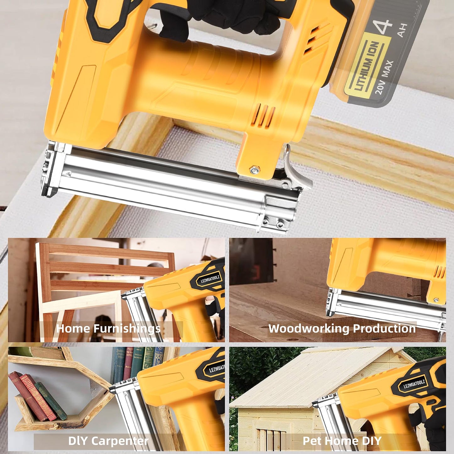 Lezwuatoolz 18GA Cordless Brad Nailer Compatible with Dewalt 20V MAX Battery, 5/8 to 1-1/4 Inch, 2 in 1 Brushless 18 Gauge Cordless Nail Gun with 2000pcs Nails/Staples for Wood Carpentry(Tools Only)