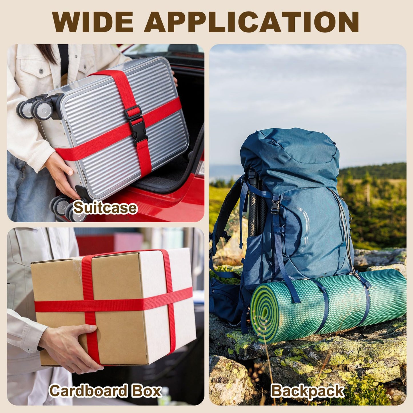 PATIKIL Utility Straps with Quick Release Buckle, (1 Inch x 8 Feet, Dark Blue) (3 Pcs) Adjustable Luggage Polyester Straps Backpack Webbing, Suit for Sleeping Bag/Camping/Hiking