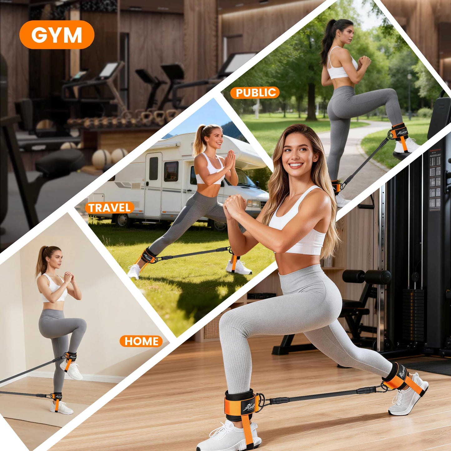 HPYGN Ankle Strap for Cable Machine, Padded Ankle Straps for Cable Machine Kickbacks, Glute Workouts, Leg Extensions, Curls, Booty Hip Abductors Exercise, Adjustable Comfort Ankle Cuff for Gym