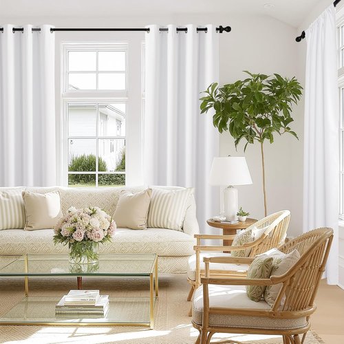 NICETOWN 100% Blackout Window Curtain Panels - Thermal Insulated Drapes, 78" Length, Snow White, Set of 2