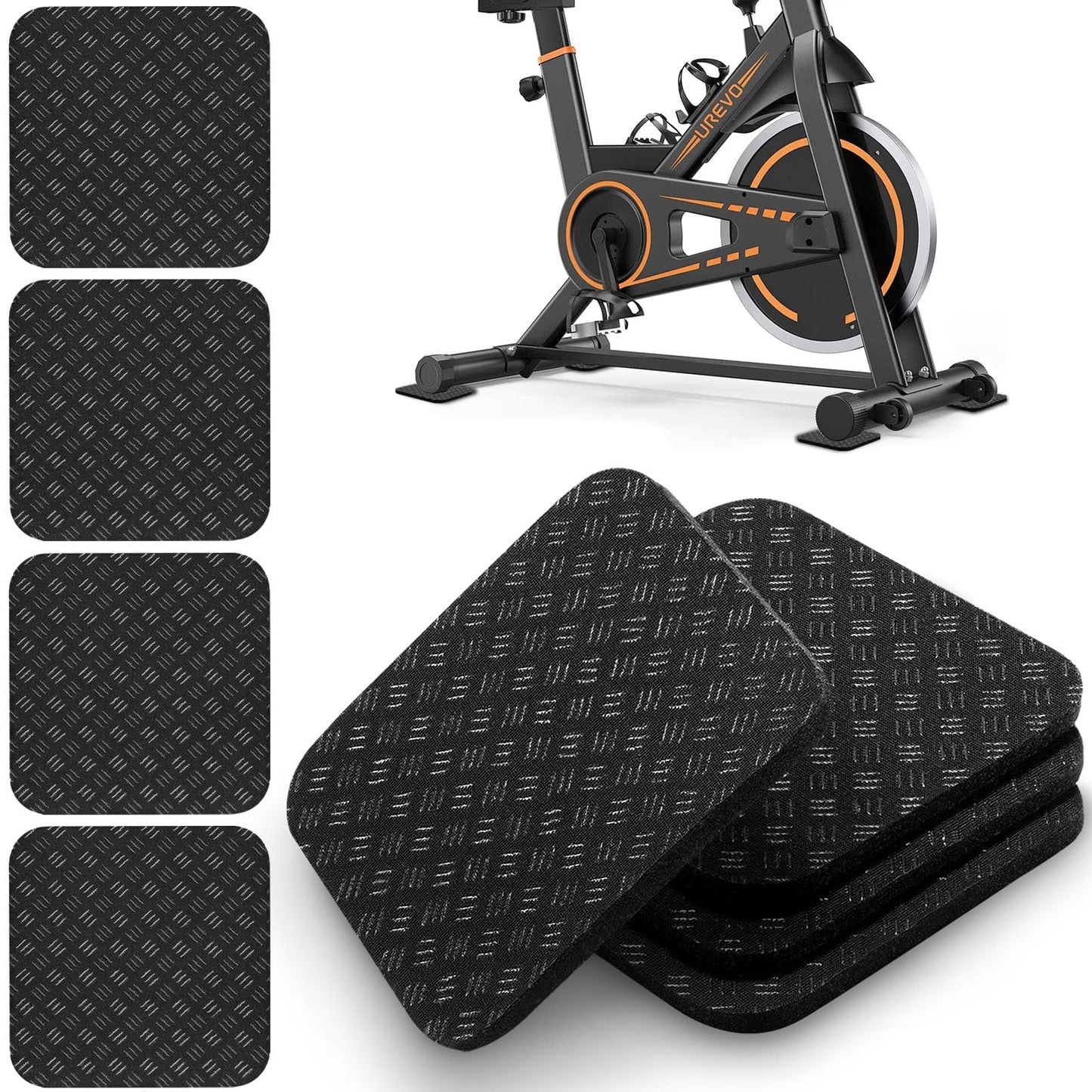 TOBWOLF 4PCS Double-Sided Non-Slip Exercise Bike Mat Treadmill Mat, 4" x 4" Anti Vibration Mat for Exercise Bike, Treadmill, Walking Pad, Exercise Equipment Mat for Home Gym Floor Protection