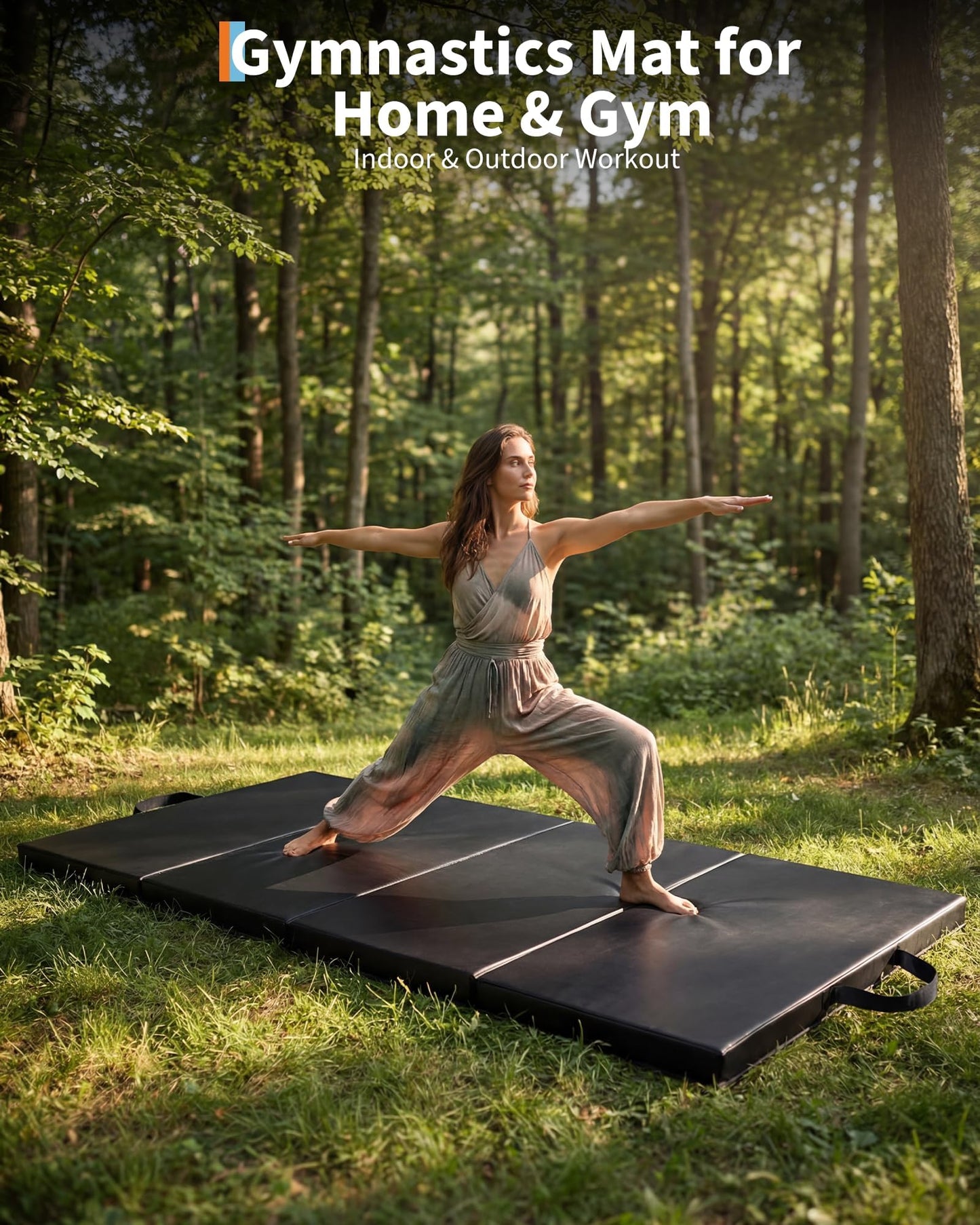 GarveeLife 6Ft Folding Gymnastics Mat, 2 inches Thick 4-Fold Portable Home Gym Floor Pad for Yoga, Pilates, Aerobics & Martial Arts Training