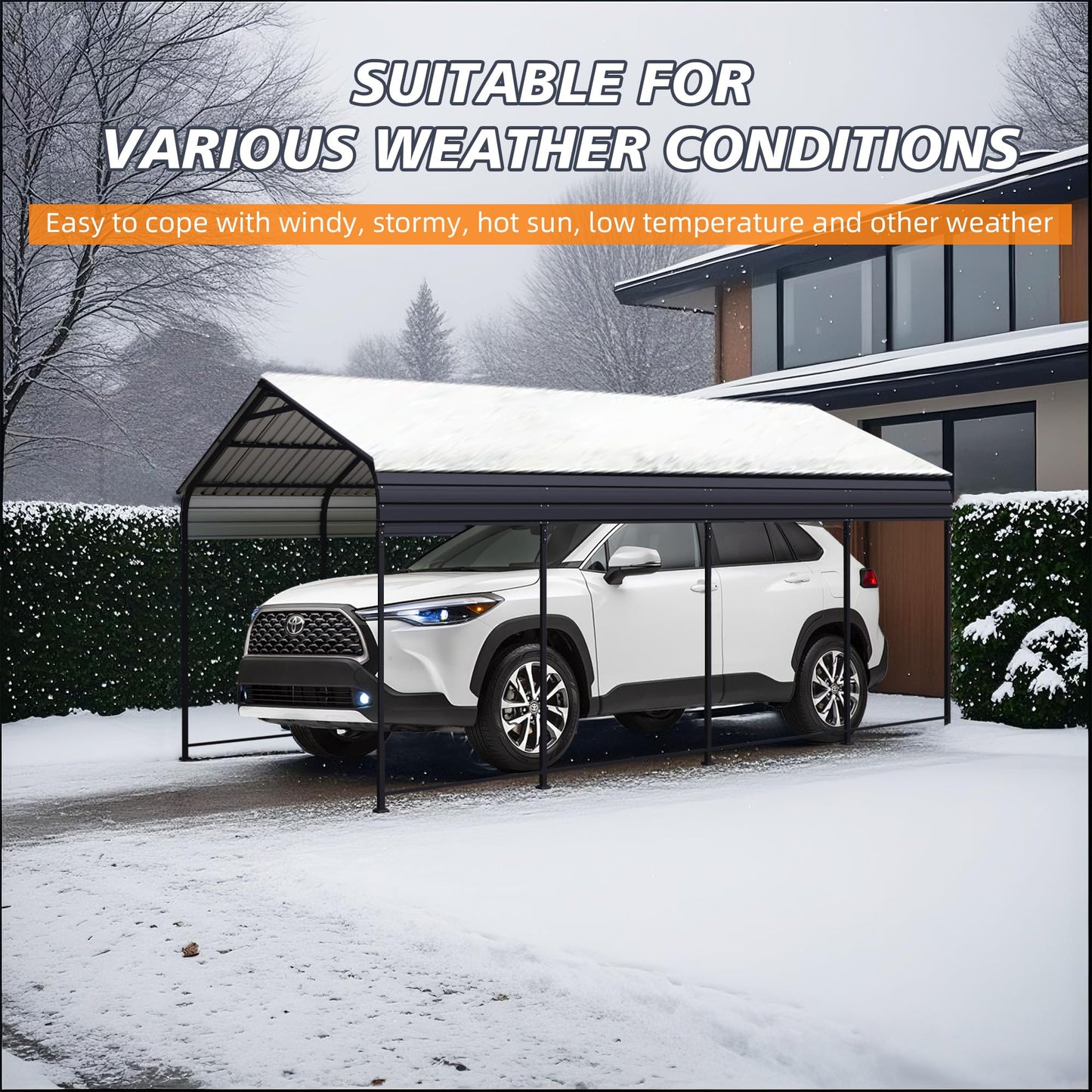 ANTSKU 12x20 Ft Metal Carport, Heavy Duty Car Port with Galvanized Steel Roof and Enhanced Base, Outdoor Car Garage, Large Carport Canopy, Steel Car Shelter for Car, Boats and Truck, Dark Gray