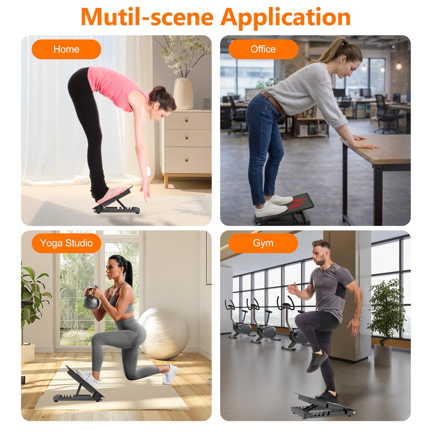 Rumoid Slant Board for Calf Stretching, Heavy Duty Steel Squat Wedge, 5-Level Adjustable Incline Board, 650 lb Weight Capacity for Heel Elevated Squats, Weightlifting, Calf Stretch & Physical Therapy