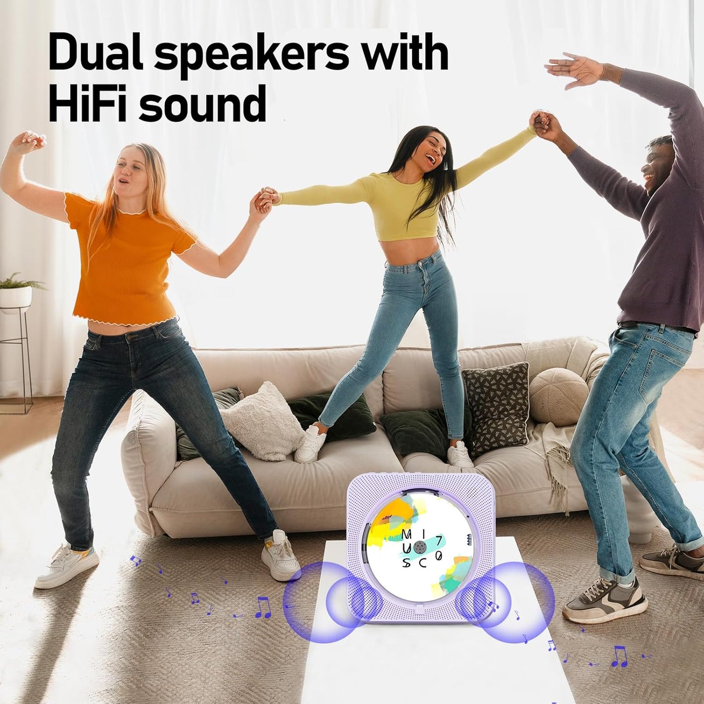 ZYOKATA 5.1 CD Player Portable Bluetooth Desktop CD Player with HiFi Sound Speakers,Remote Control,Dust Cover,LED