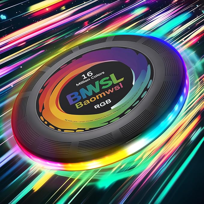 Light-Up Flying Disc - 16 Million Colors RGB or 50 LEDs, Ultra Bright, 12 Light Modes, Rechargeable, IP65 Waterproof, Durable, Camping Essentials for Teens/Kids/Adults/Boys/Girls