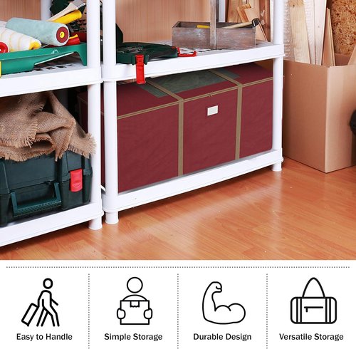 Elf Stor Christmas Tree Storage Tote with Wheels - Rolling Holiday Container for 9-Foot Faux Trees & Decor | Red