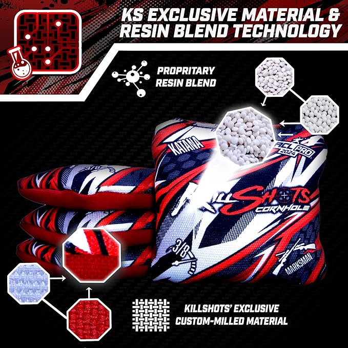 Killshots Cornhole | Katana Series | Limited Edition | ACL Certified Cornhole Bags | Premium Quality | Dual-Speed | Durable & Weather Resistant | Set of 4 Bags