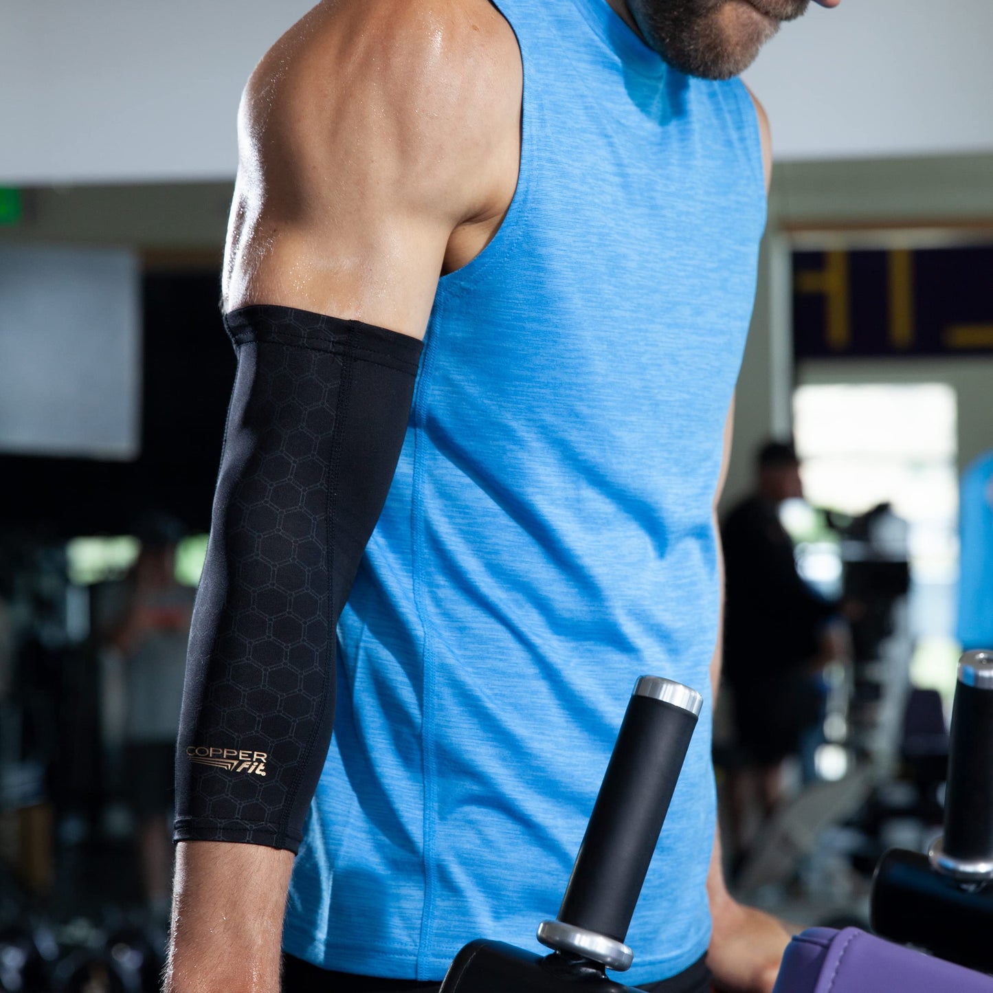 Copper Fit unisex adult Elbow Compression Sleeve Hosiery, Black, Large US