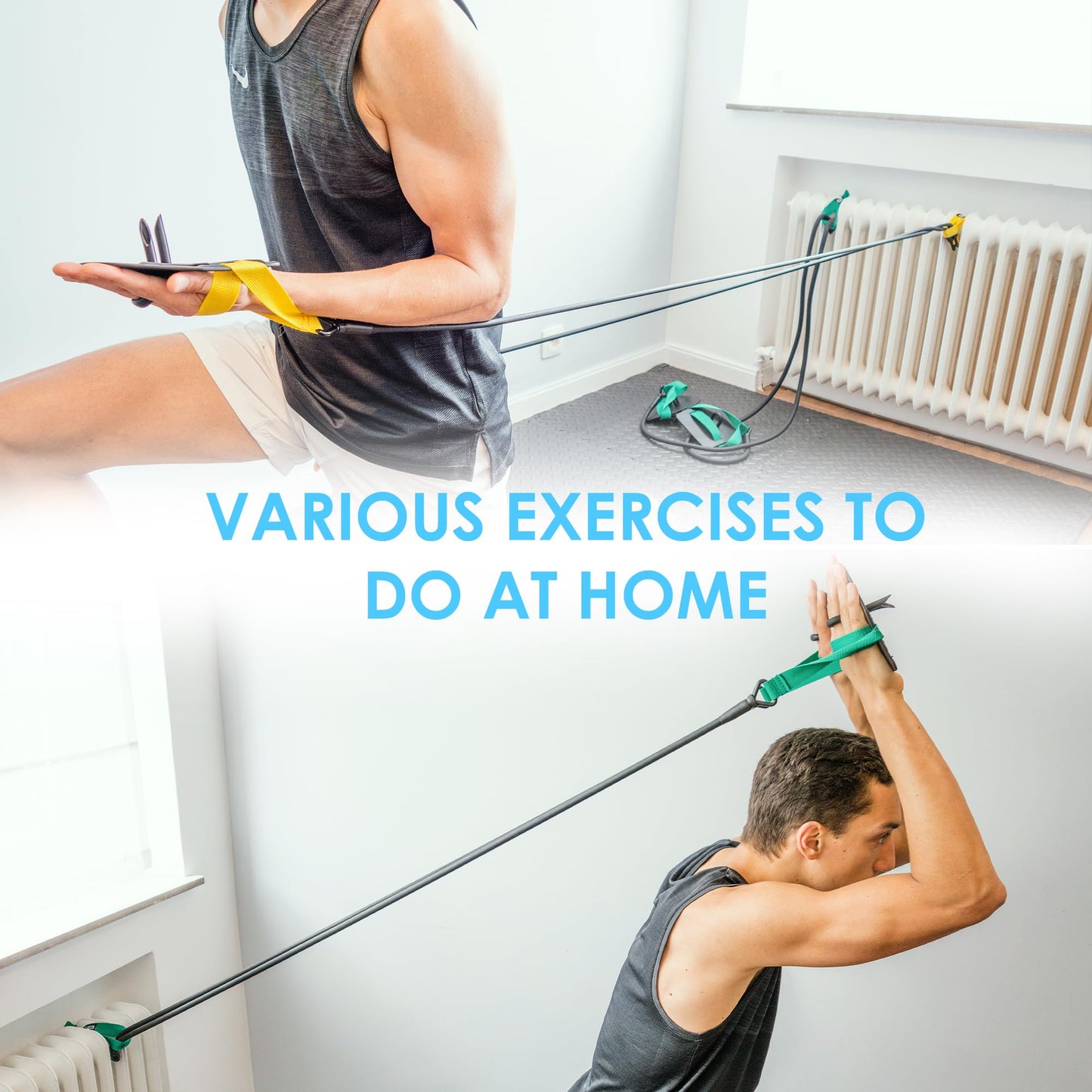Ferok Pro - Swimming Resistance Band with Hand Paddles, Stretch Cord, Fitness Bands for Swimming, Training Equipment, Arm Strength Exercise, Powercord - Including Exercises - Medium Green