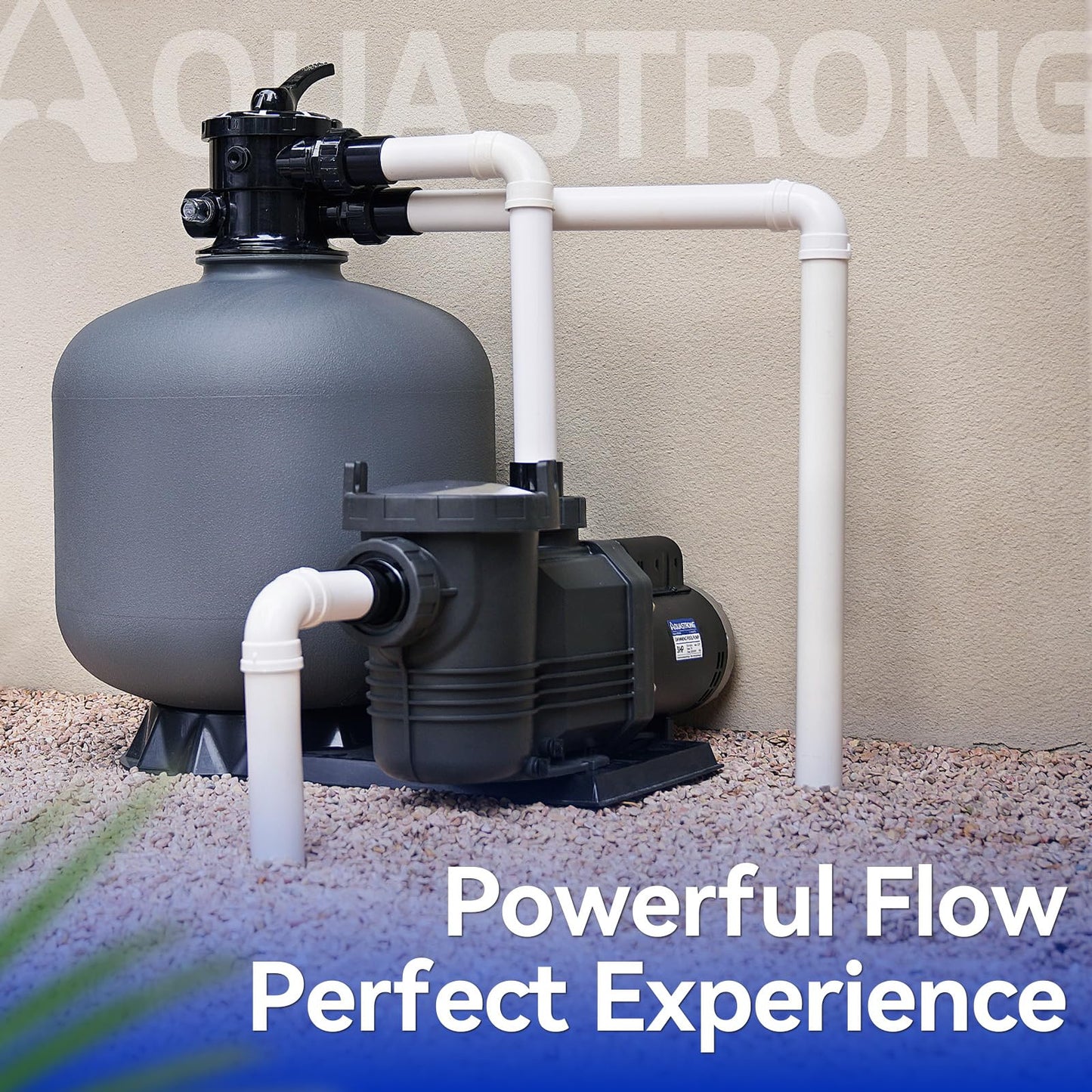 AQUASTRONG In/Above Ground Pool Pump Pure Copper Motor Energy Efficient High Flow Powerful Self Primming Swimming Pool Pumps with Filter Basket, Grey