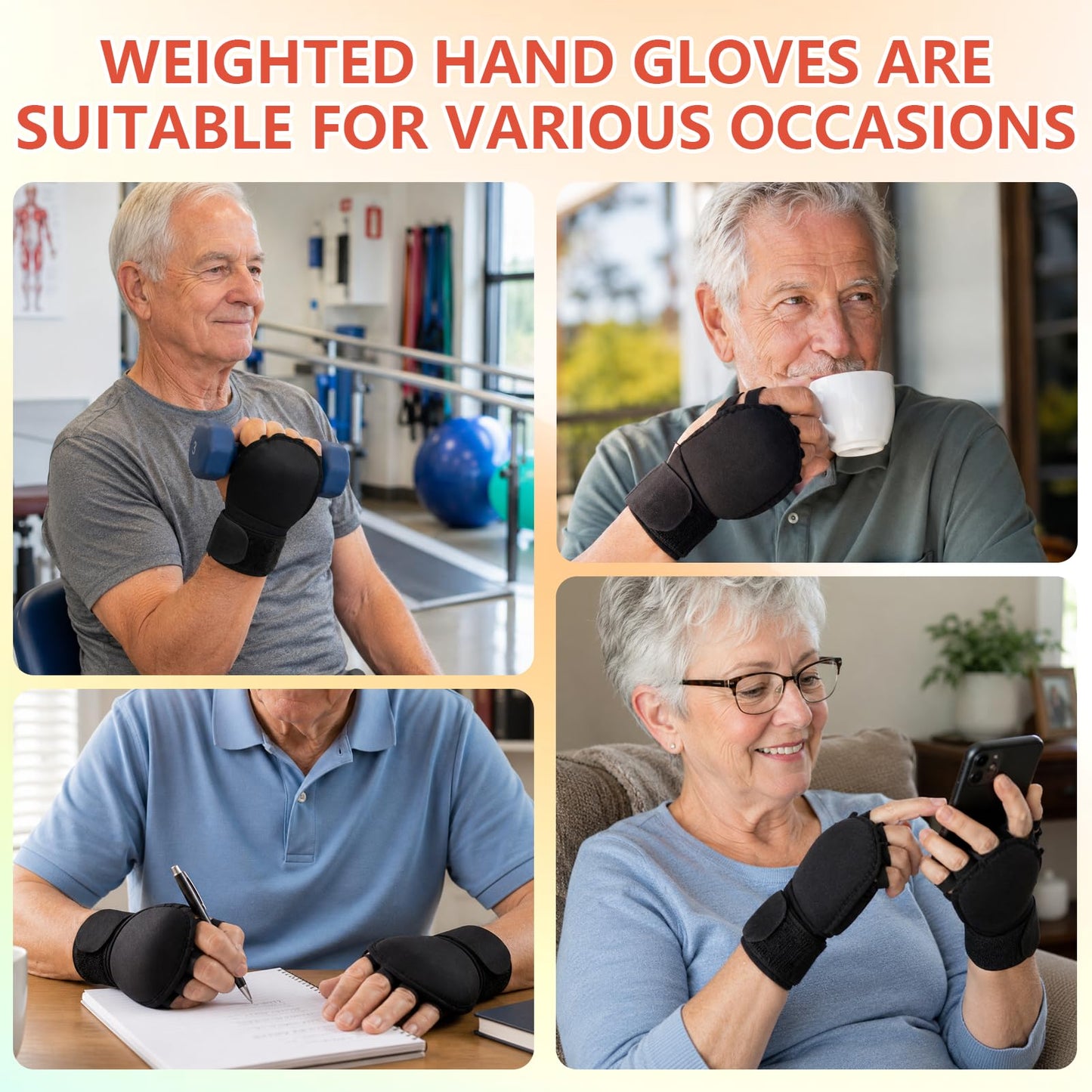 2 PCS Weighted Gloves for Tremors, Parkinsons Aids for Living, Parkinson Gadgets, Hand Grip Strength Trainer, Adjustable Wrist Weights for Hand Tremor, Aid to Improved Hand/Wrist Mobility