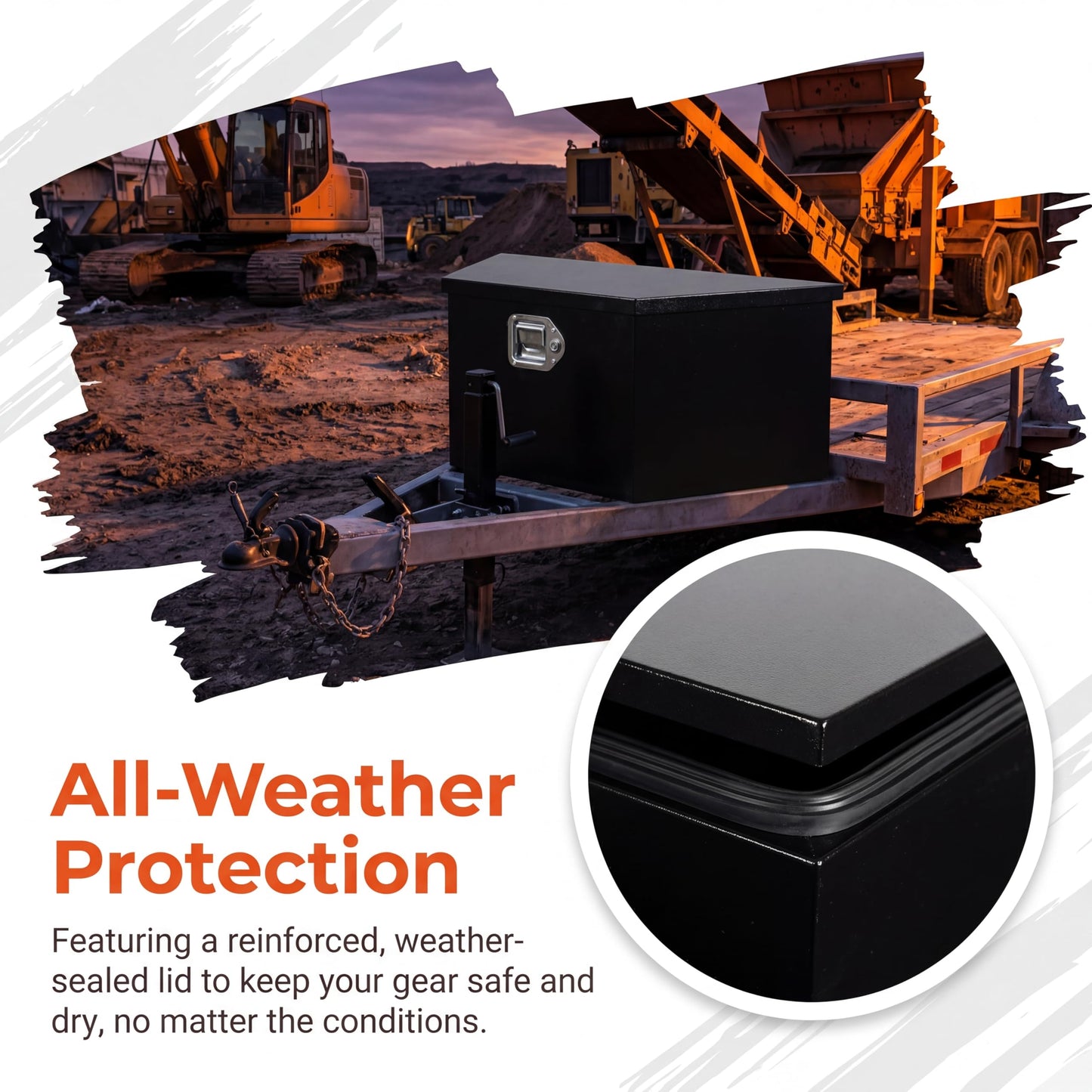 YRCHOFQU 35 Inch Underbody Truck Tool Box Steel Metal Trailer Tongue Box with Handled-Lock Waterproof Heavy Duty Organizer for Trucks RVs ATVs 35x11.8x11.8 Inch Black