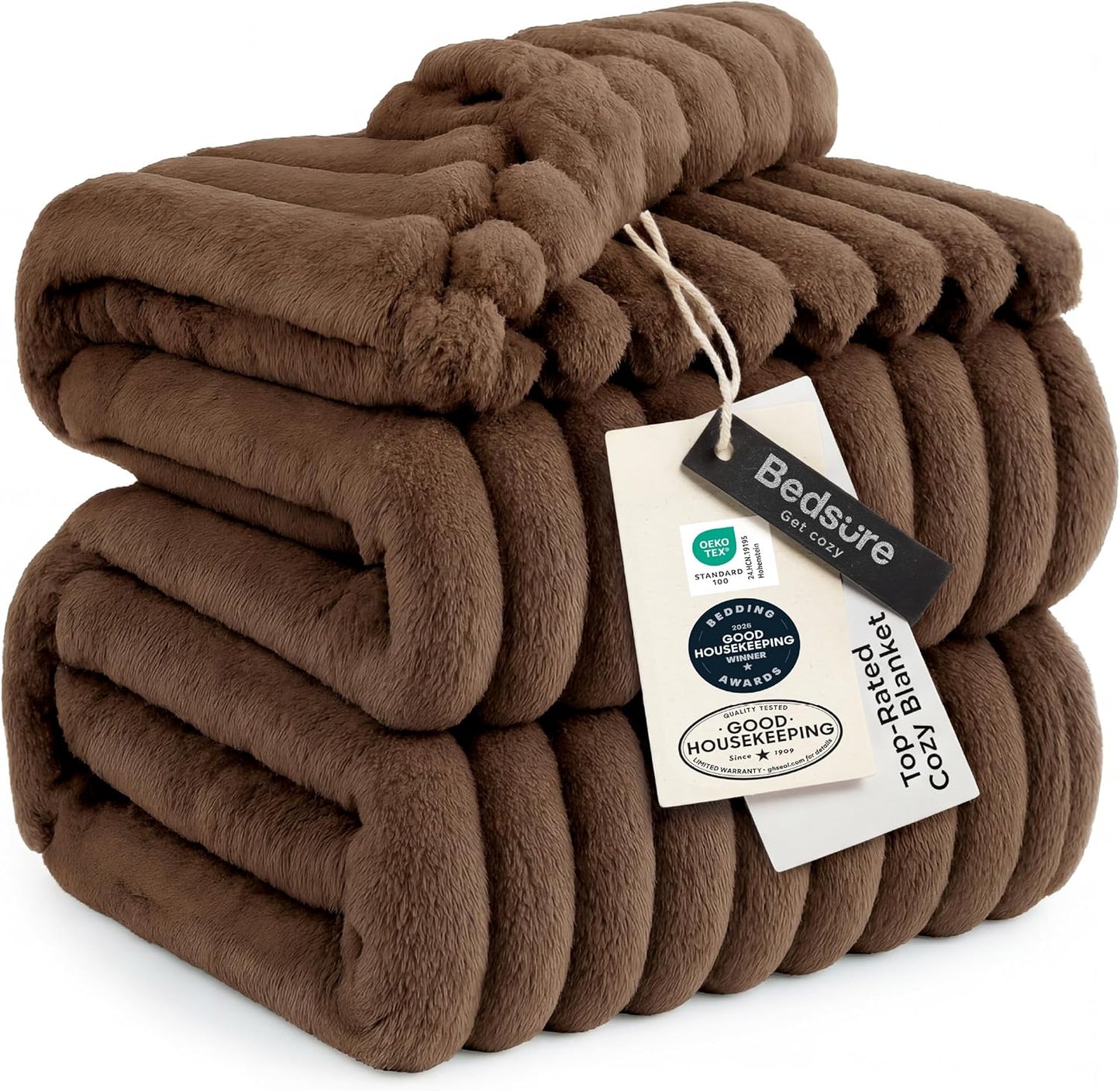Bedsure GentleSoft Fleece Blanket - Cozy Brown Throw for Couch, Perfect for Women & Girls | 90x90 Inches