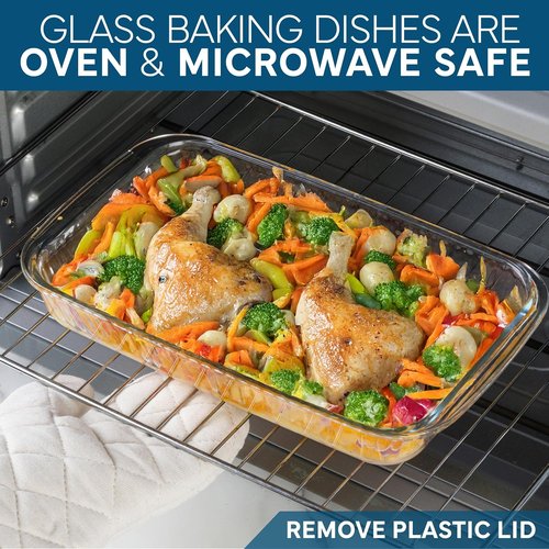 Cook With Color 8-Piece Deep Glass Baking Dish Set - Versatile Casserole & Food Storage Containers | Fluted Blue, Freezer-to-Oven Safe