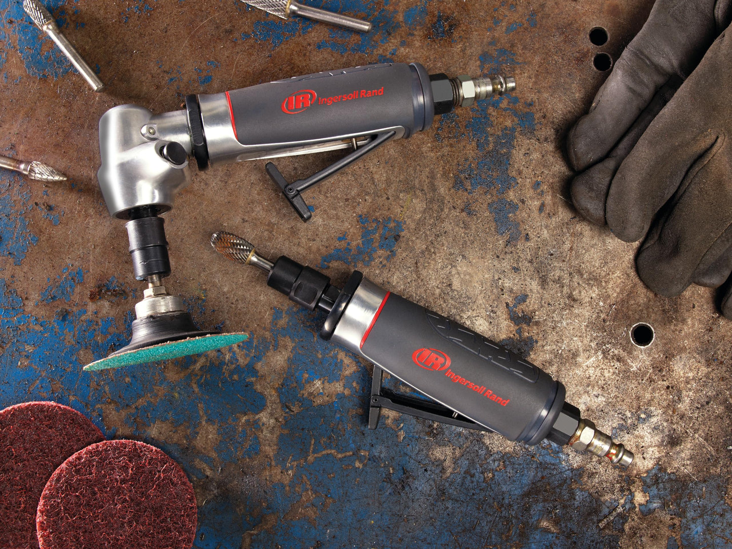 Ingersoll Rand 5104MAX Angle Air Die Grinder, 12,000 RPM, 0.4 HP, 1/4" Collet, Rear Exhaust