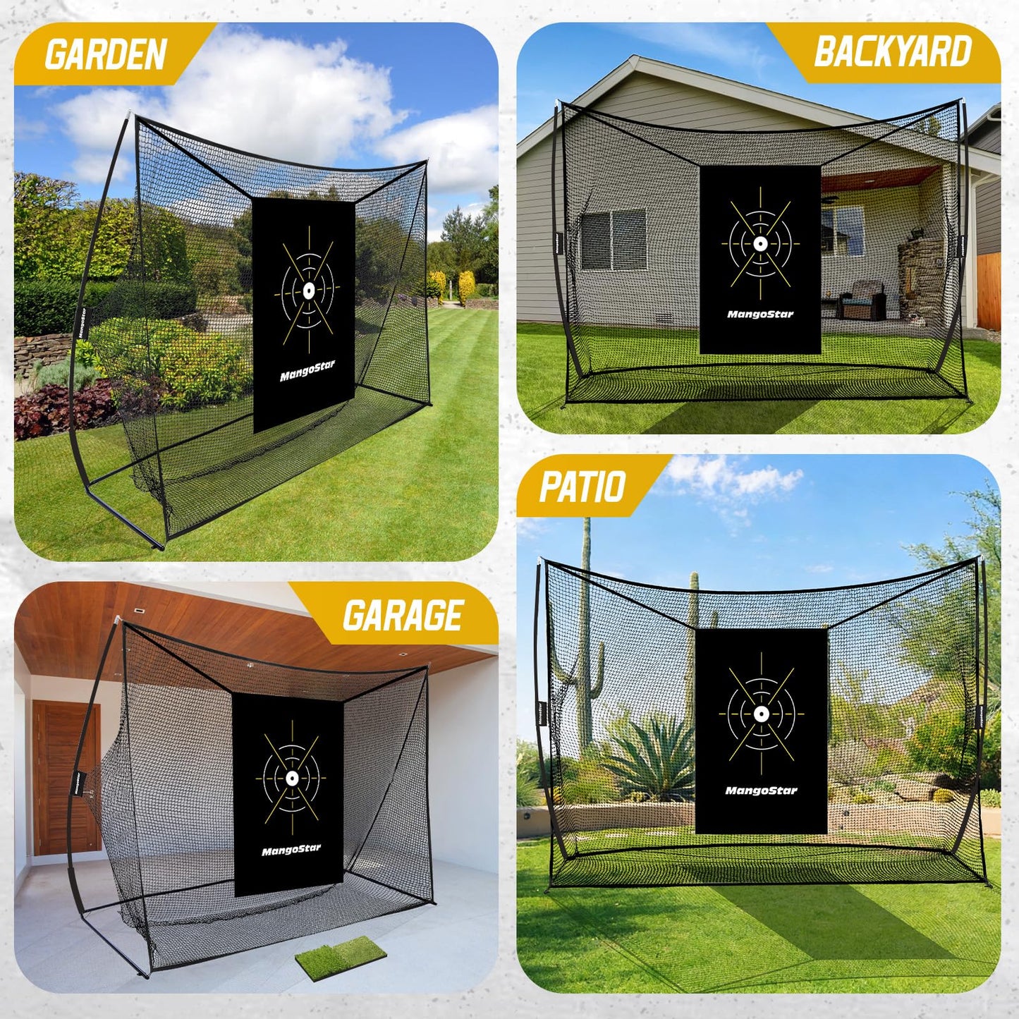 Mangostar Golf Net, 10x7ft Heavy Duty Golf Practice Net for Backyard Driving Real Golf Balls with Target Cloth and Carry Bag, Indoor Outdoor Golf Hitting Training Set Ideal Gift for Golfers