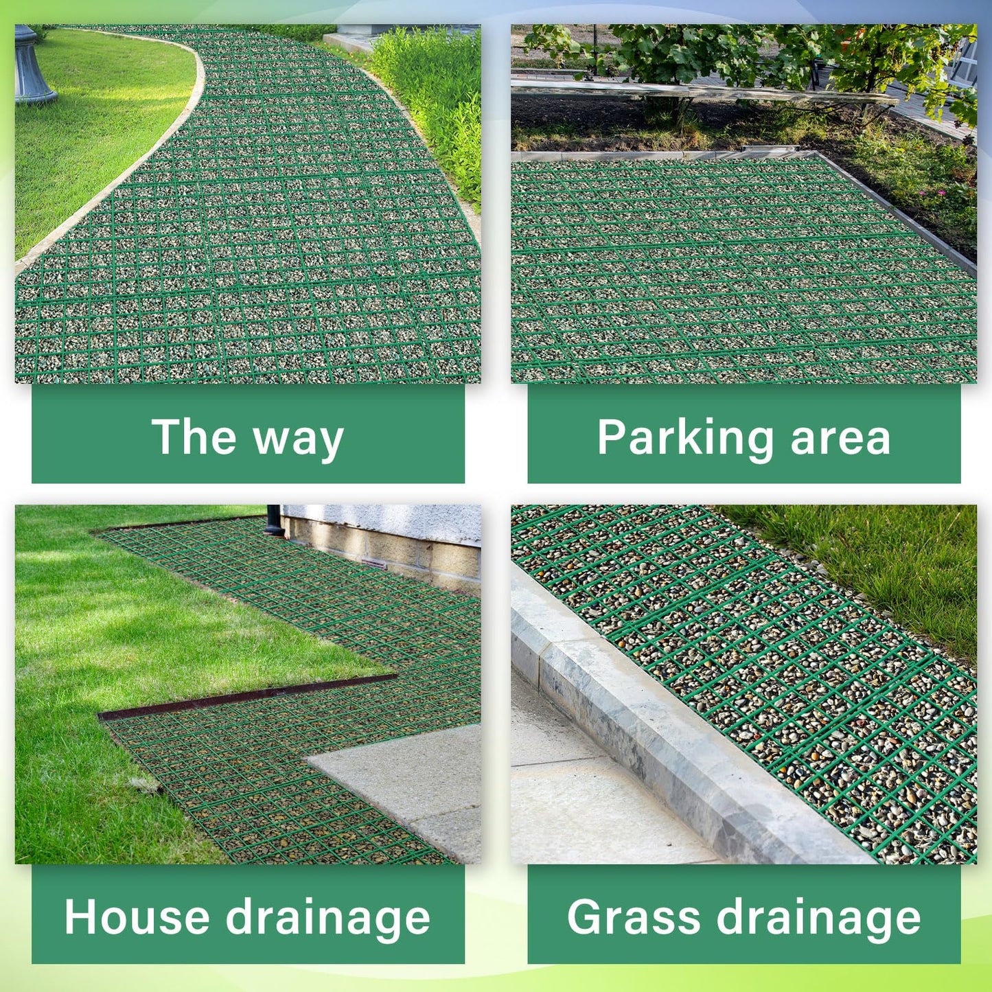 Briwooody 16 x 16 Inch Permeable Pavers Gravel Grid Rv Parking Pad for Outside Walkway Driveway Patio Lawn Grass Shed Base Outdoor DIY(Green,12 Pcs)