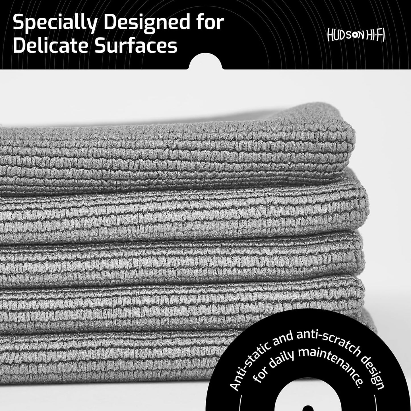 5 7X Hudson Hi-Fi Anti Static Microfiber Record Cleaning Cloth - pk - The Audiophiles Anti-Scratch Lint & Dust Magnets