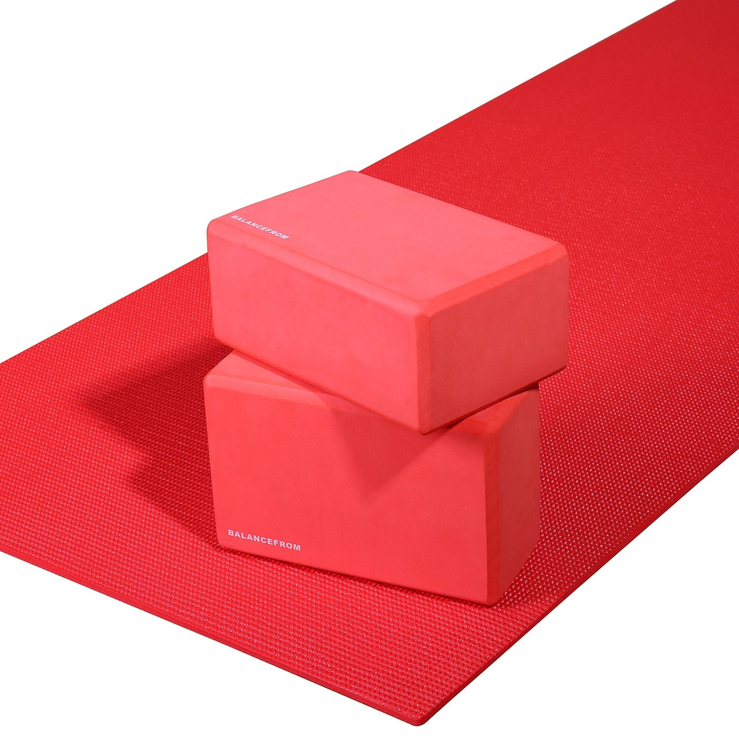 Fitvids Set of 2 High Density Yoga Blocks, 9"x6"x4" Each, Pair (Red)
