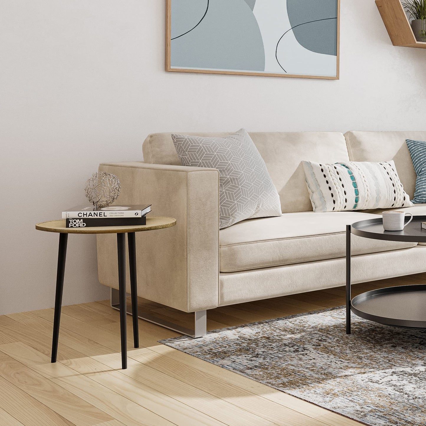 SIMPLIHOME Tanner Mid Century Modern 19 Inch Wide Metal Side Table in Gold, For the Living Room and Bedroom