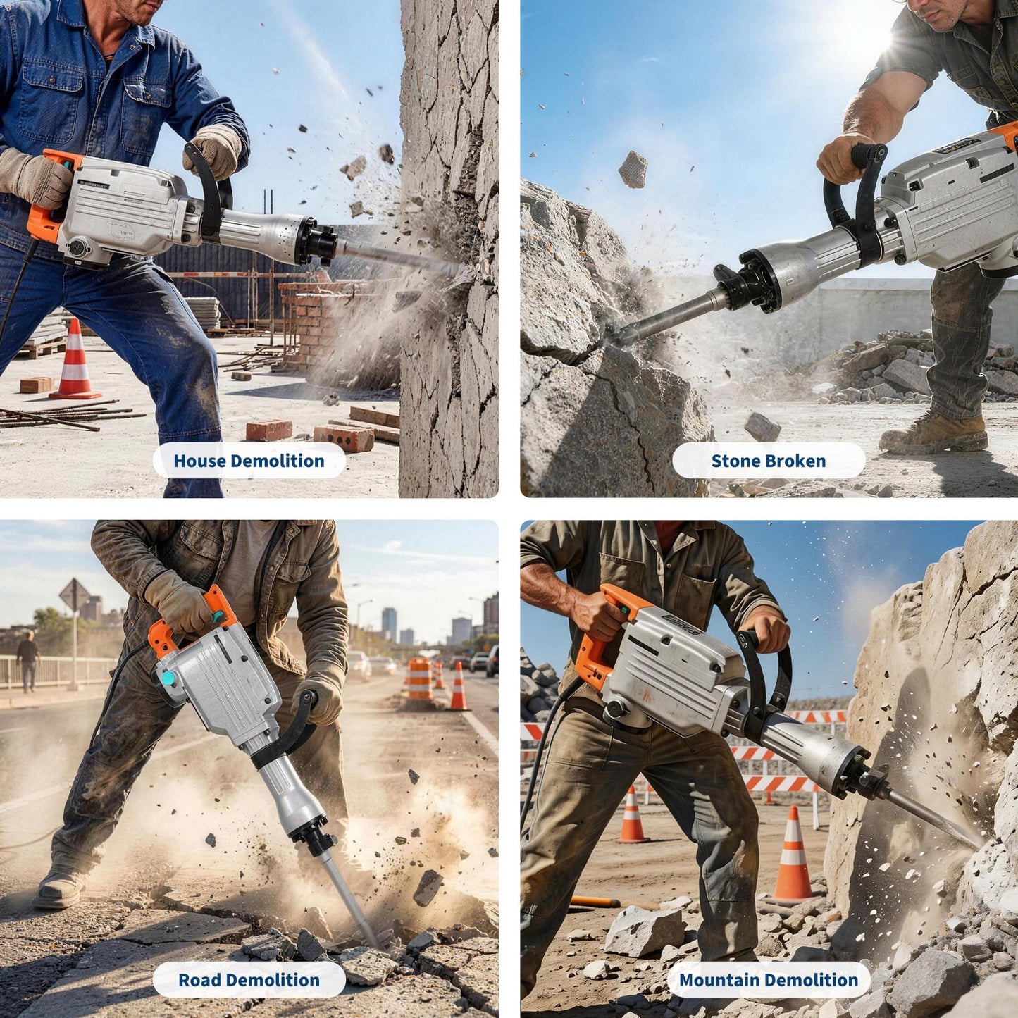 Garvee Electric Demolition Jack Hammer, 1500W Jackhammer Demolition Hammer, 1800 BPM Jackhammer Concrete Breaker with 360° Adjustable Handle, Anti-Vibration System, Complete Kit with Carrying Case