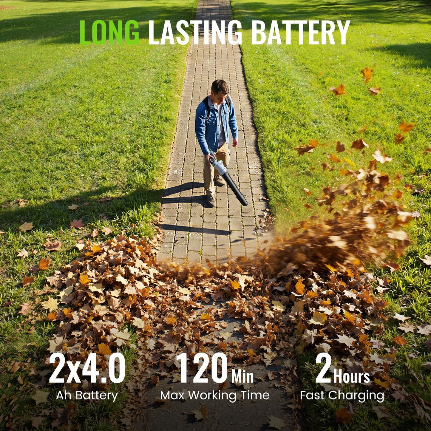 LUCKYTECH Leaf Blower Cordless, Brushless Handheld Leaf Blowers with 4.0Ah Batteries, 680CFM 180MPH with 5 Speeds, Lightweight Snow Blower Grass Blowers for Lawn Care, Patio, Yard, Garage