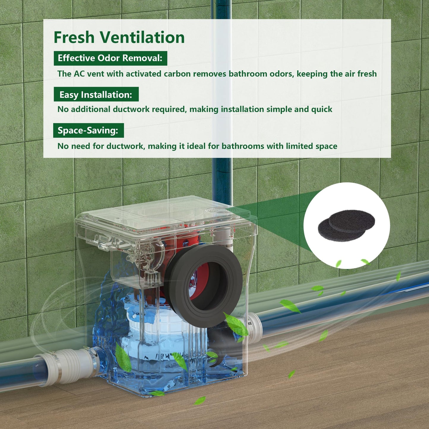 SUPERFLO 600W Macerating Toilet System, Upflush Toilets for Basement with One Piece Toilet Bowl & Soft Close Seat, Macerator Toilets Pump with 3 Inlets for Toilet, Sink & Shower