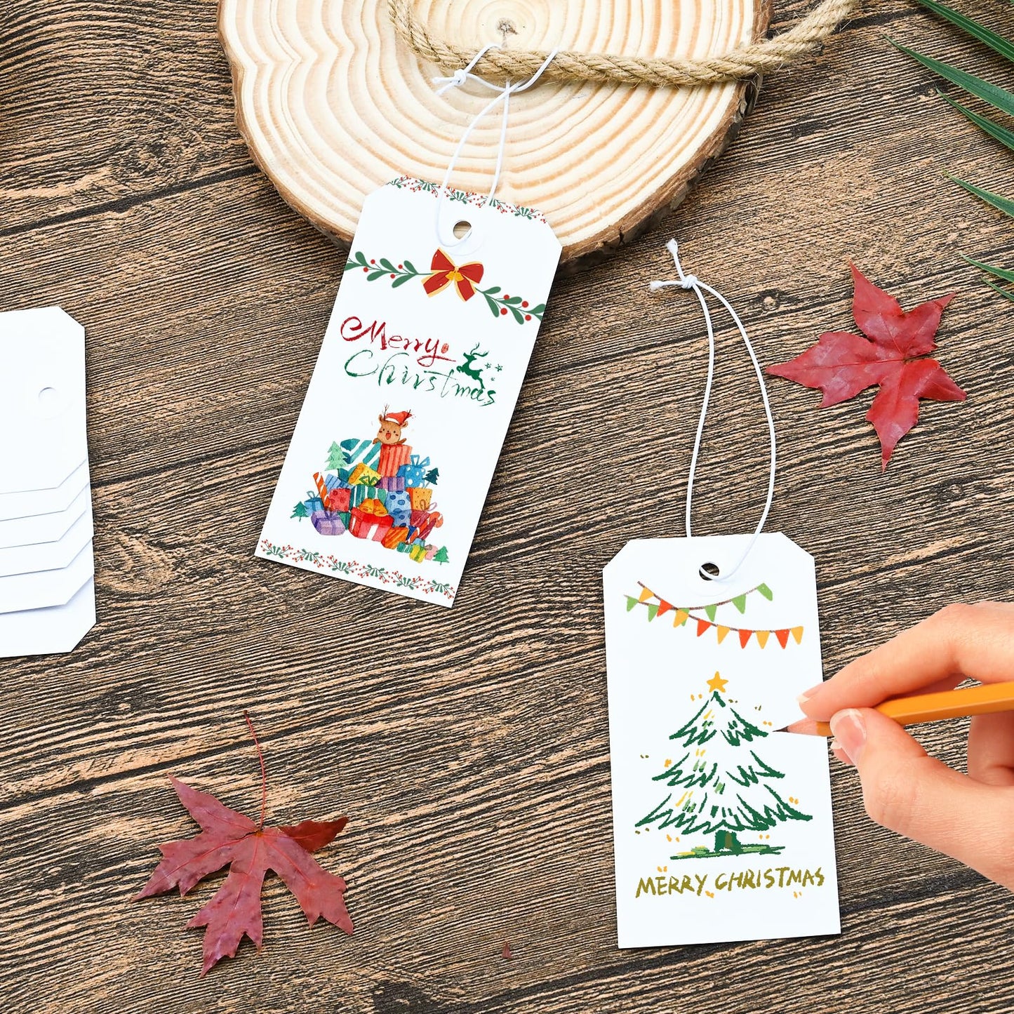 100 Pack White Shipping Tags with Elastic String Blank Labeling Tags with Strings Attached, 4 3/4" x 2 3/8"