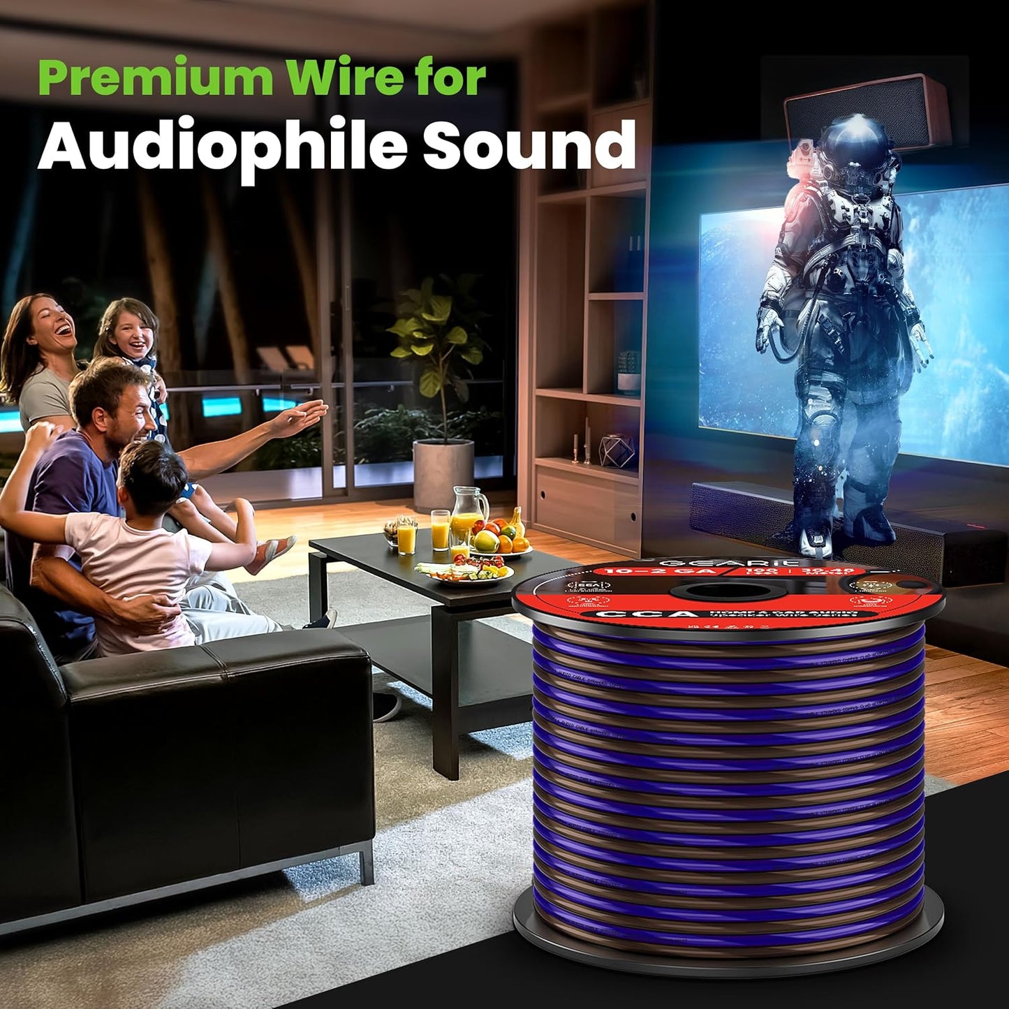 16 100 ft,16 GEARit Gauge Speaker Wire Gauge Wire with Foot Markers & Polarity Markings,Flexible Speaker Cable for Car