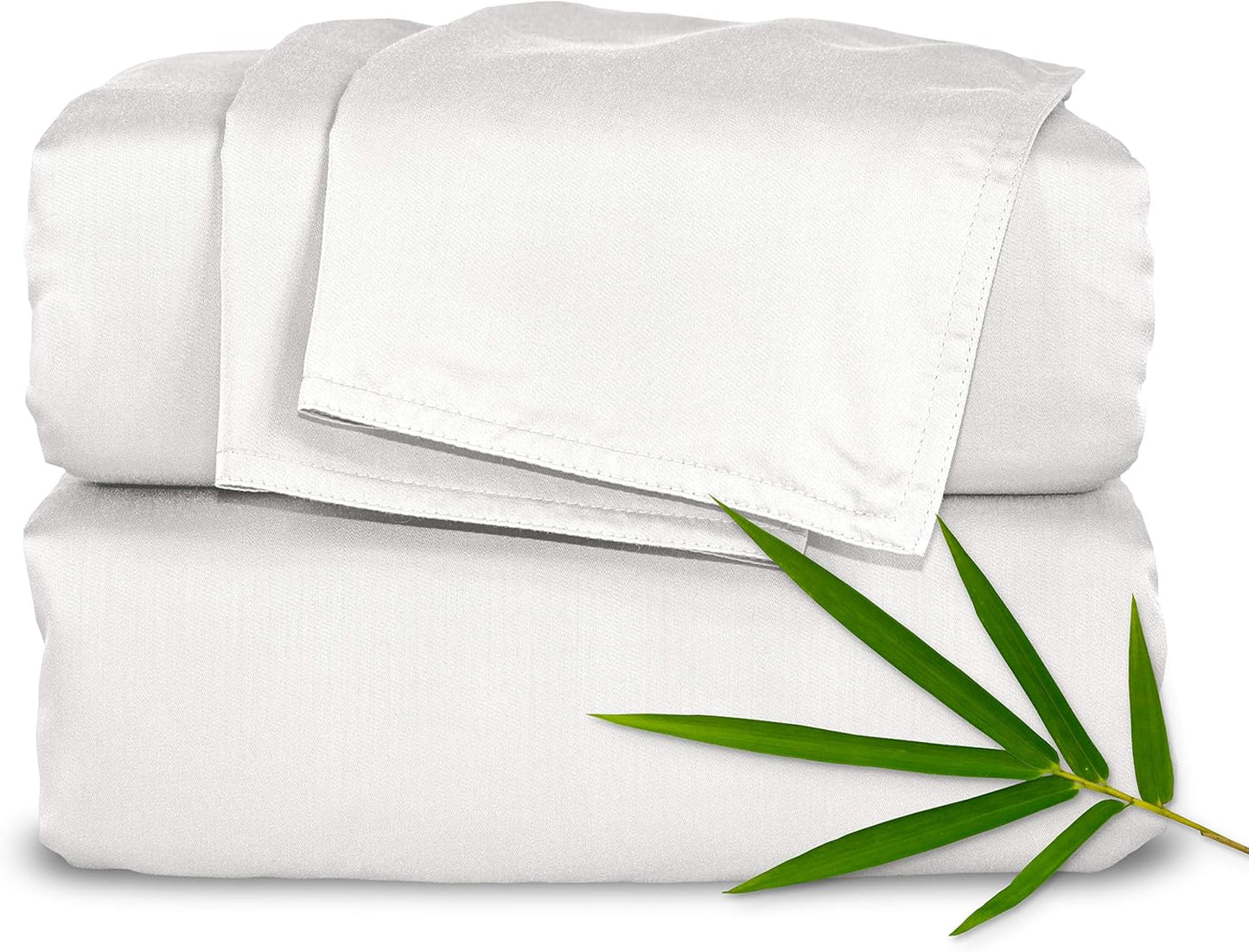 Pure Bamboo Split King Sheets - 100% Organic Viscose Bed Sheet Set, Soft & Cooling, White
