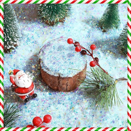 Aoriher Blue Glitter Fake Snow - Sparkling Artificial Snow for Christmas Crafts & Winter Decor | 0.55 lb