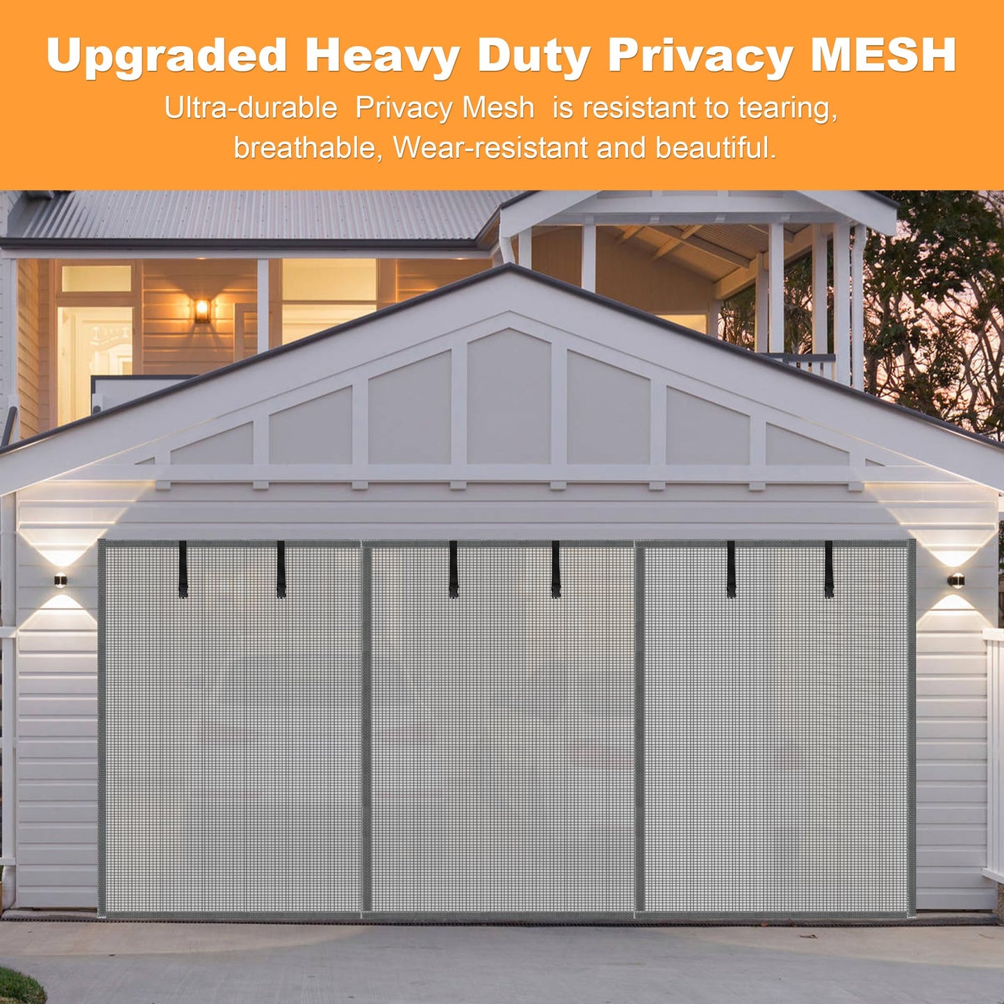 LIAMST Privacy Garage Door Screen Blackout for 1 Car Garage-10x9FT Privacy Silver Grey Heavy Duty Magnetic Garage Screen, Hands Free, Magnetic Privacy Garage Screen Door