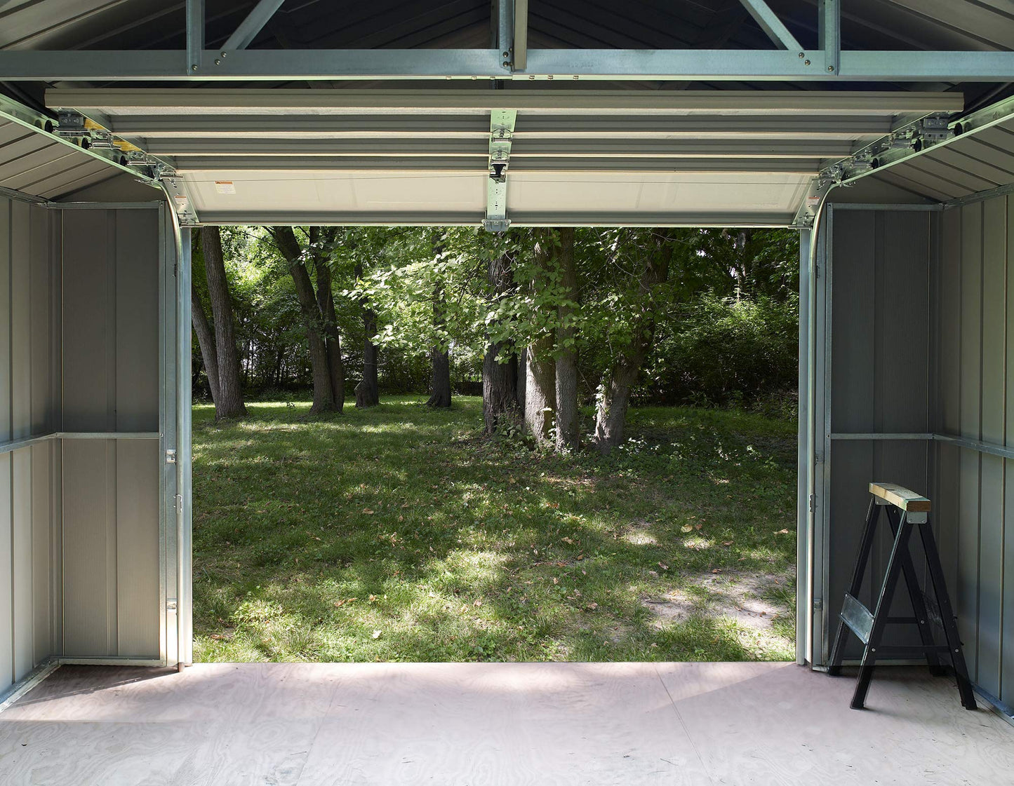 Arrow Shed 14' x 31' Murryhill Garage Galvanized Steel Extra Tall Walls Prefabricated Shed Storage Building, 14' x 31', Flute Gray